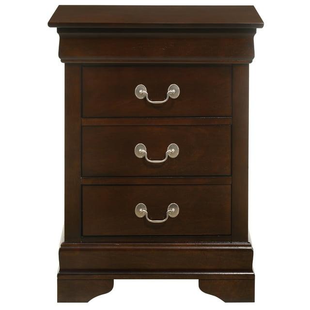 Passion Furniture Louis Philippe 3-Drawer Cappuccino Nightstand (29 in. H x 21 in. W x 16 in. D)