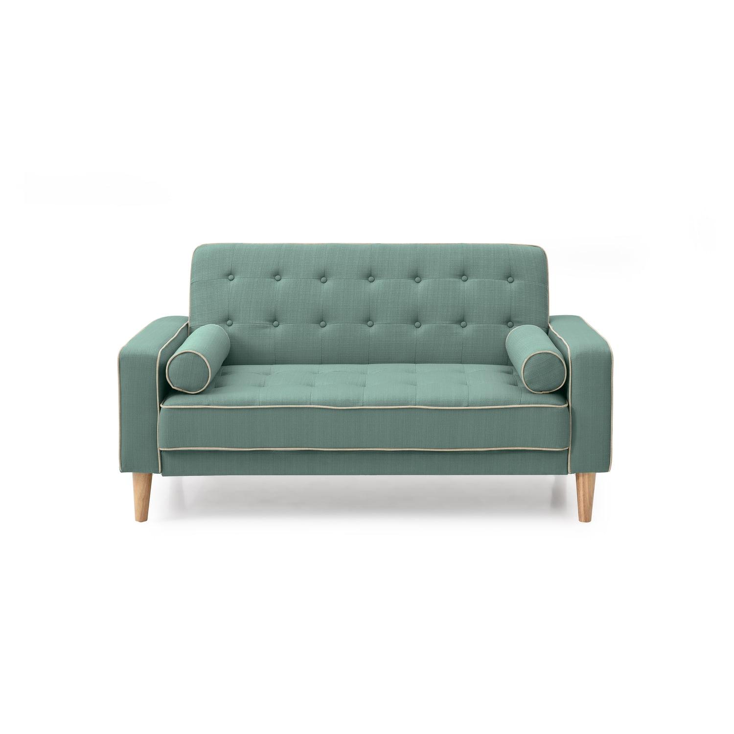 Passion Furniture PF-G833A-L Andrews 60 in. Flared Arm Polyester Straight Sofa in Teal