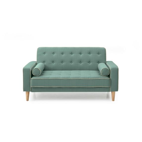 Passion Furniture PF-G833A-L Andrews 60 in. Flared Arm Polyester Straight Sofa in Teal