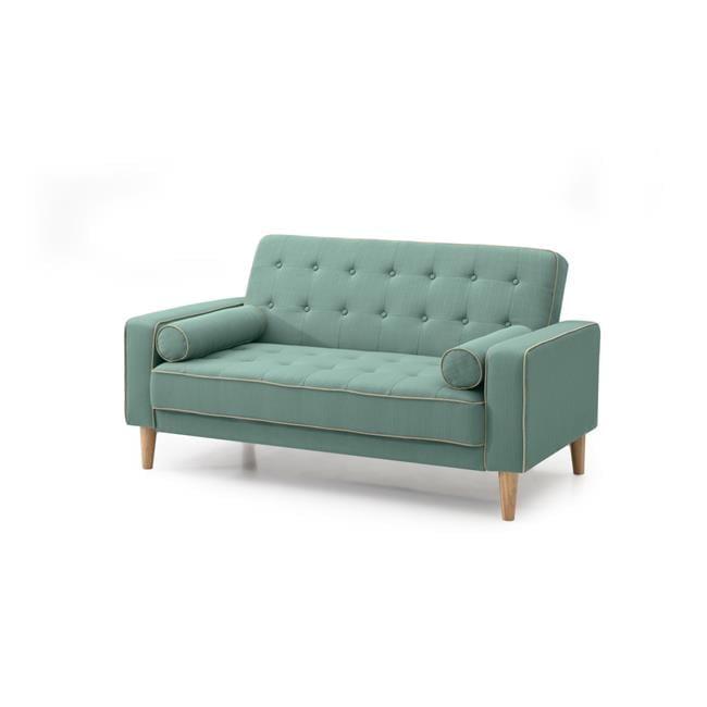 Passion Furniture PF-G833A-L Andrews 60 in. Flared Arm Polyester Straight Sofa in Teal