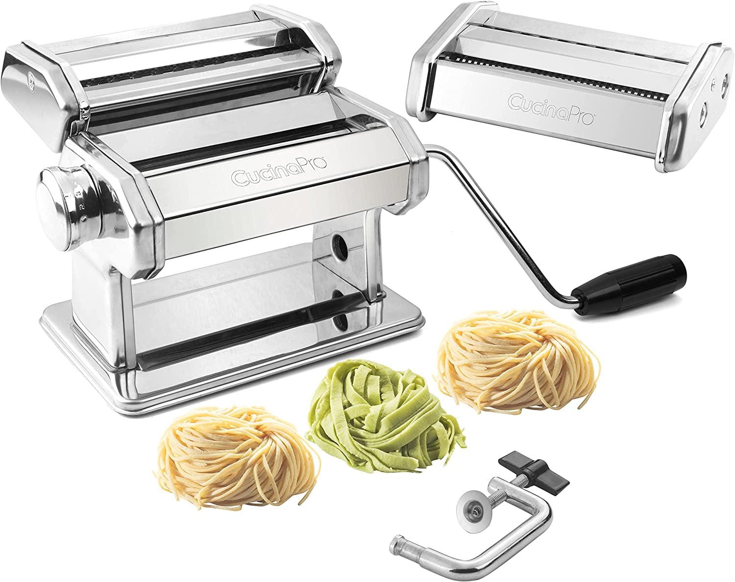 Heavy Duty Chrome Steel Pasta Maker with Attachments