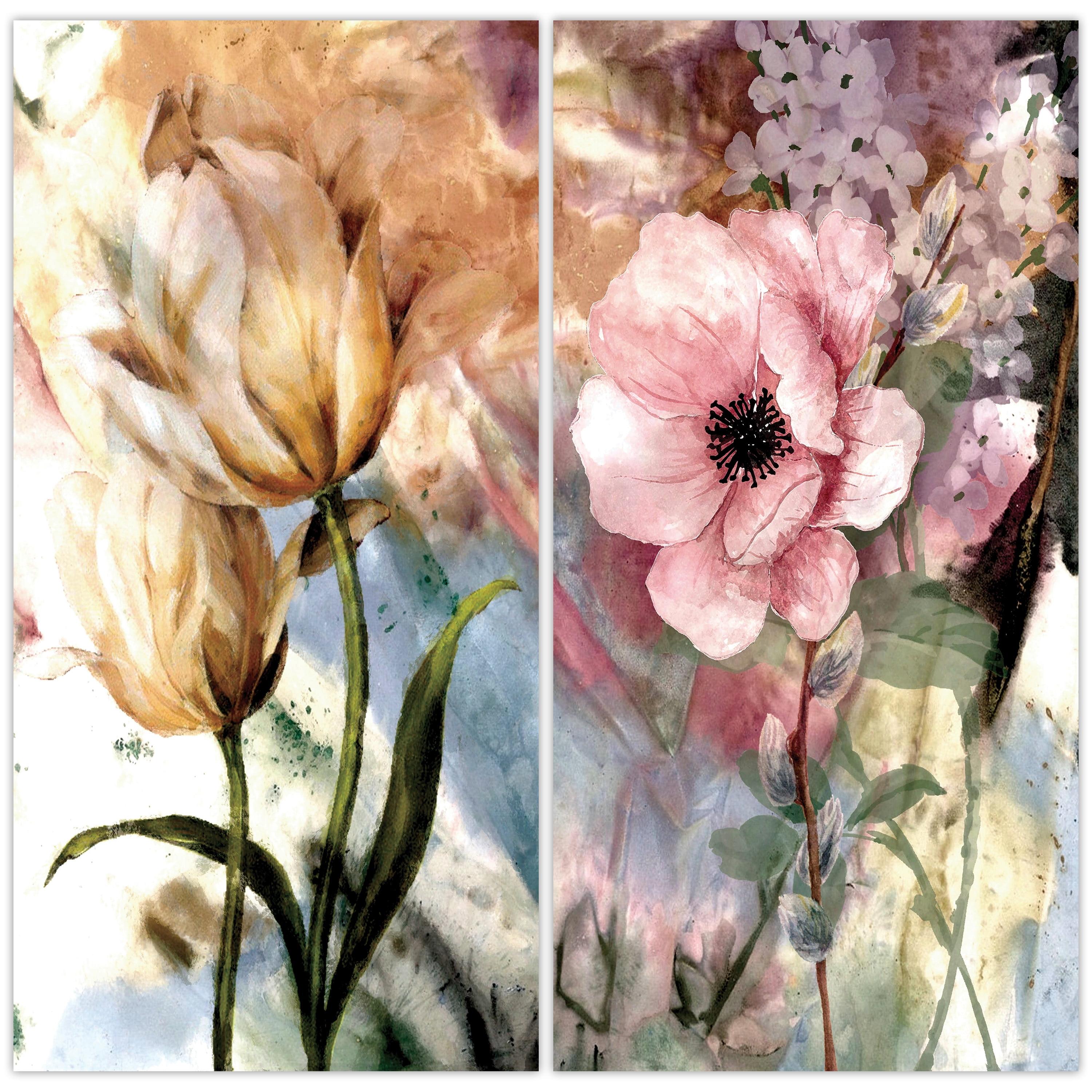 Empire Art Direct " Pastel Fleur I&II " 2 - Pieces Painting Print