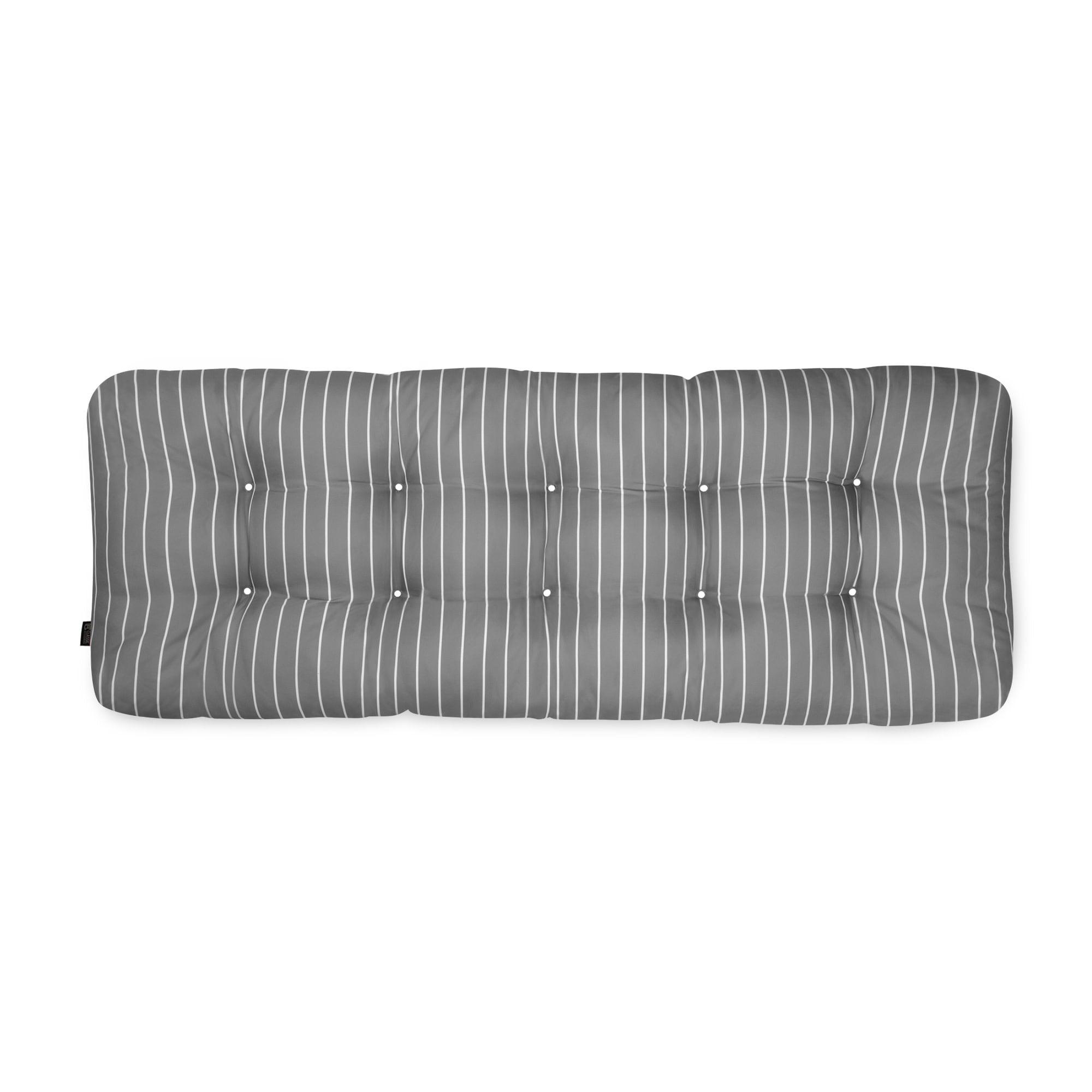 18"x48" Outdoor Bench Cushion Moon Mist Stripe - Classic Accessories: Water-Resistant, Tufted, Polyester Patio Seat Pad