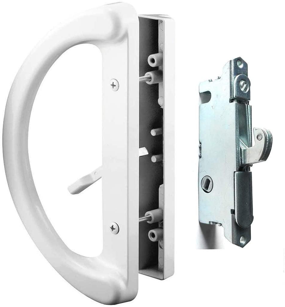 White Diecast Patio Door Handle Set with Mortise Lock