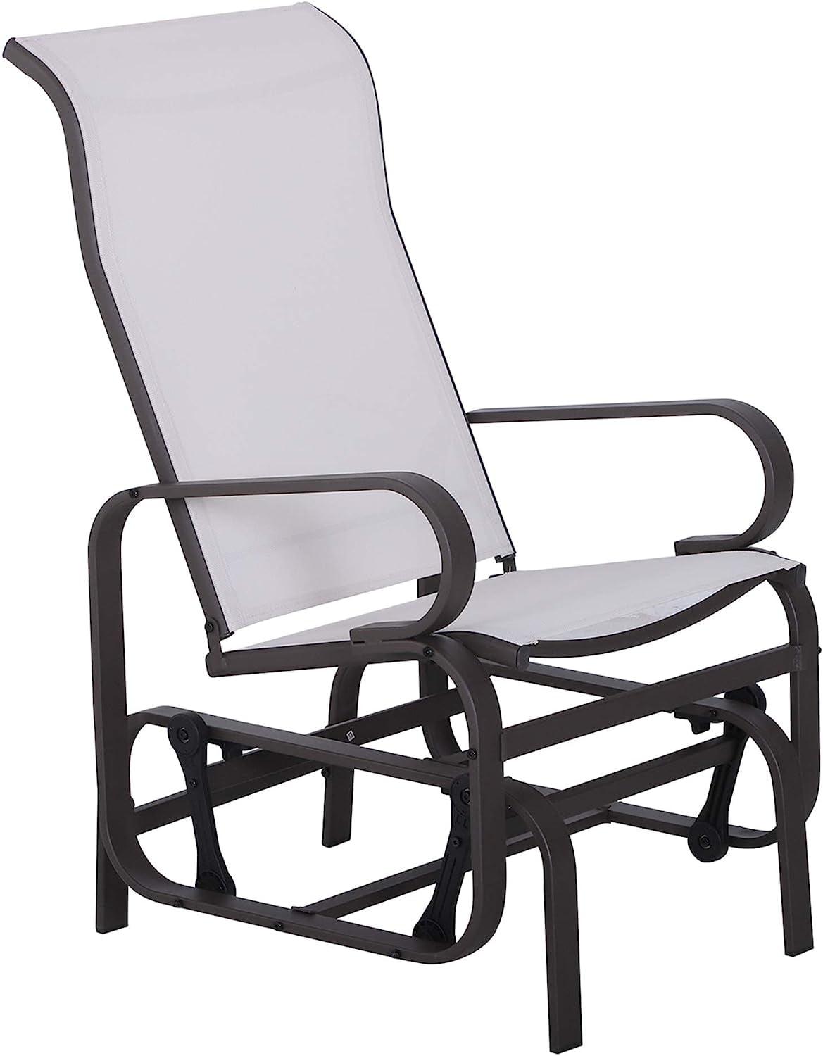 Beige Outdoor Glider Chair with Smooth Rocking Arms