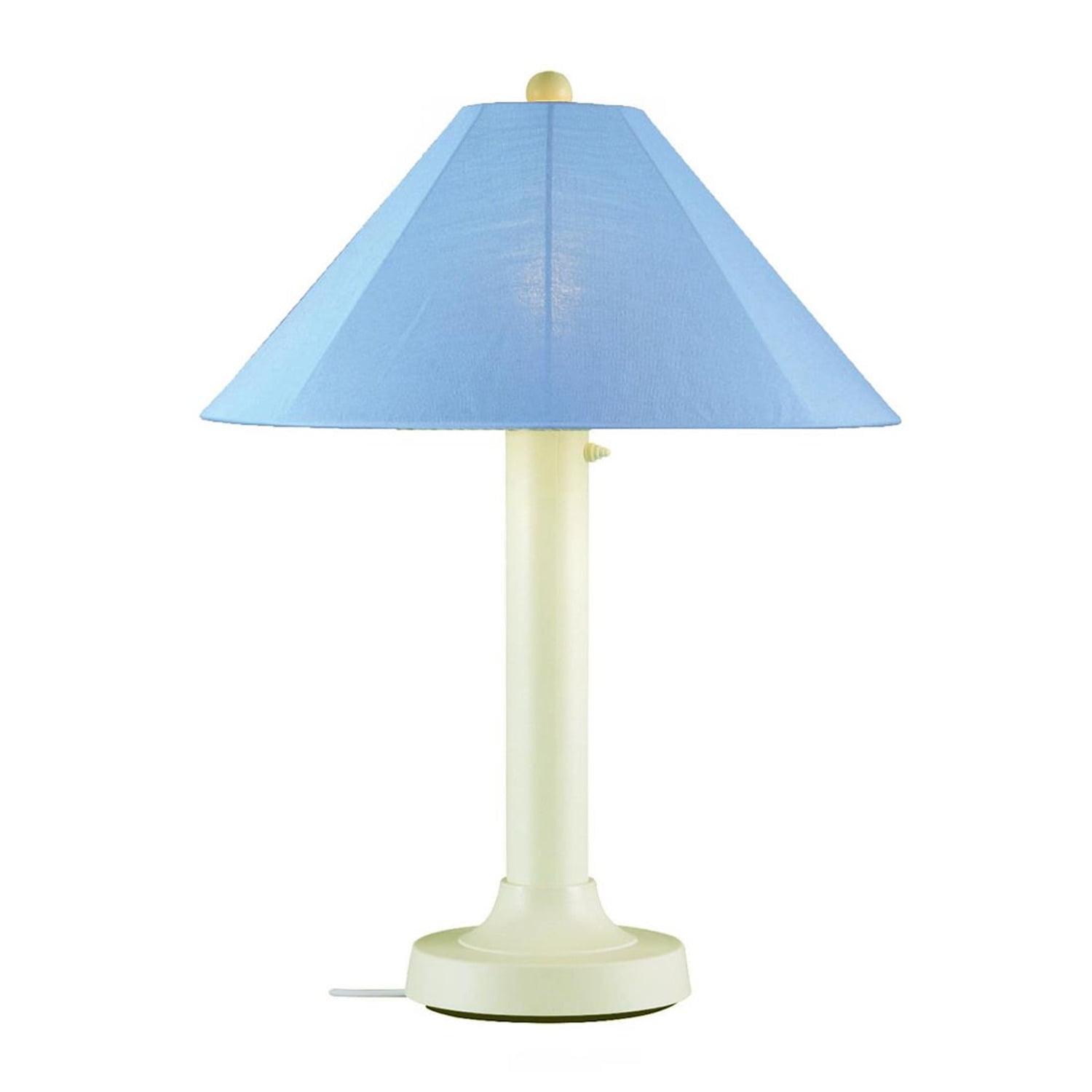 Patio Living Concepts Catalina Table Lamp 39644 with 3 bisque body and sky blue Sunbrella shade fabric