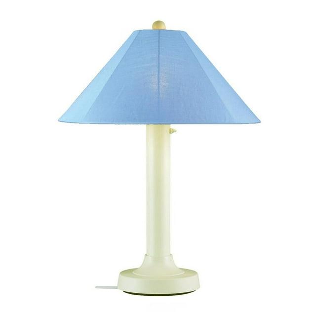 Patio Living Concepts Catalina Table Lamp 39644 with 3 bisque body and sky blue Sunbrella shade fabric