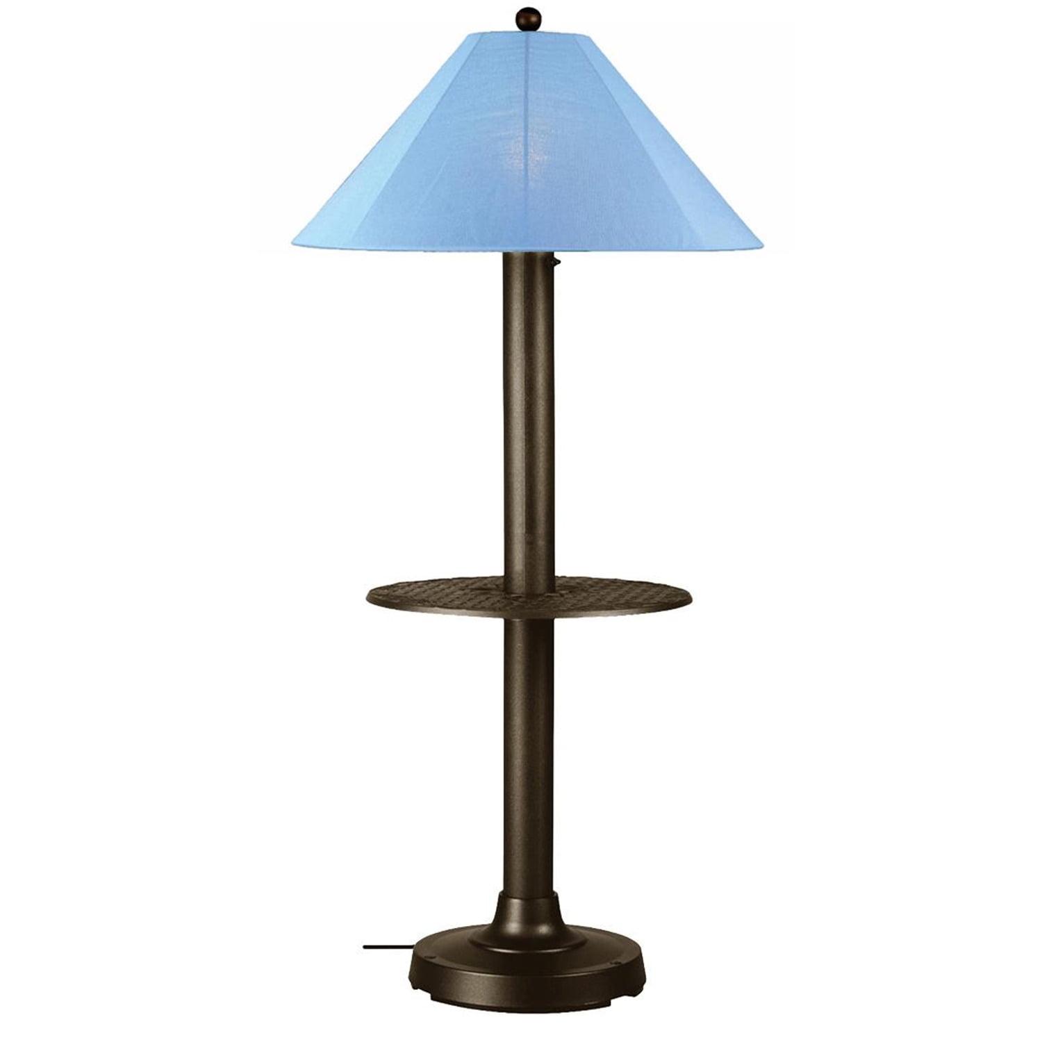 Catalina Bronze Outdoor Floor Lamp with Brown Fabric Shade