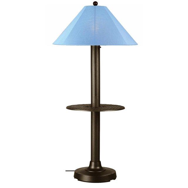 Patio Living Concepts Catalina Floor Table Lamp 39697 with 3 bronze body and sky blue Sunbrella shade fabric