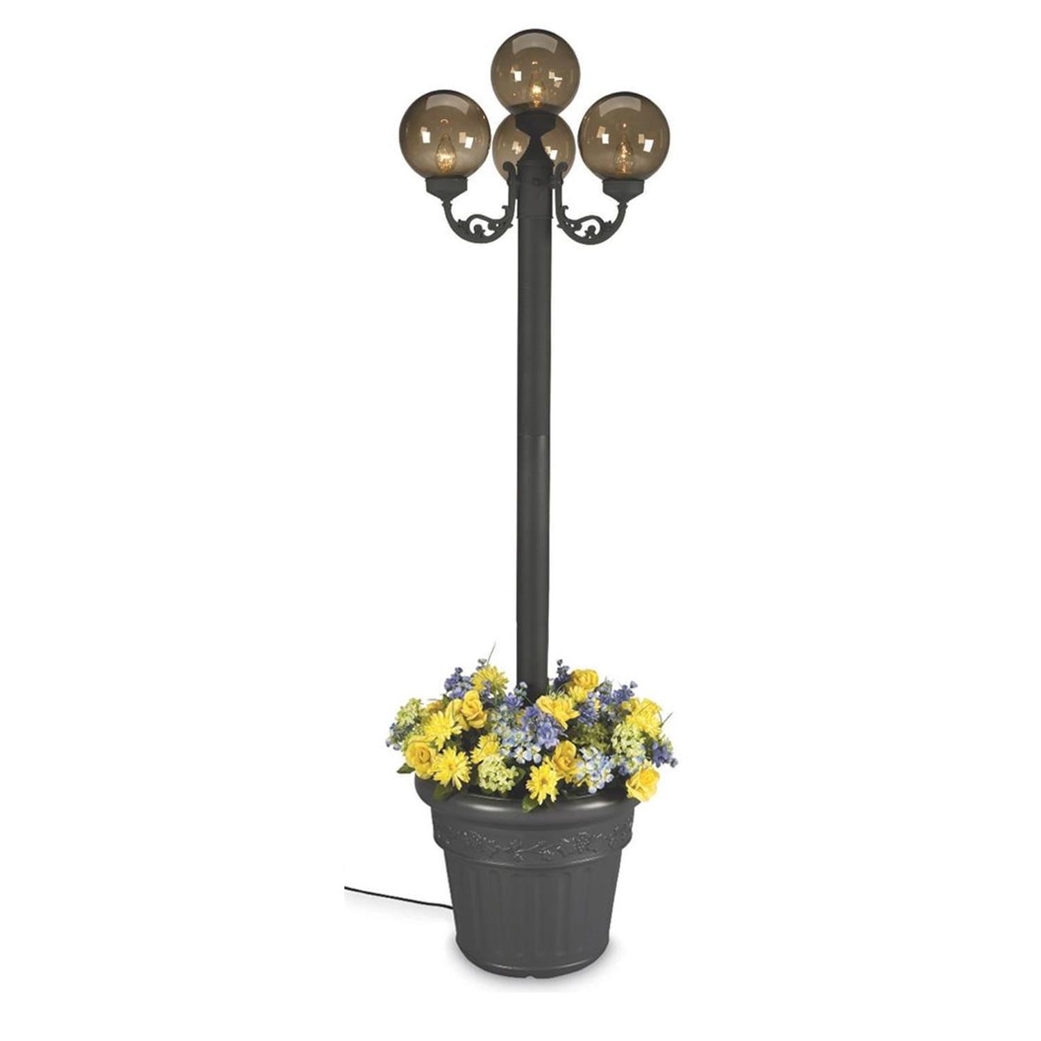 Elegant Outdoor 80" Black Aluminum Four-Globe Lantern Planter Lamp