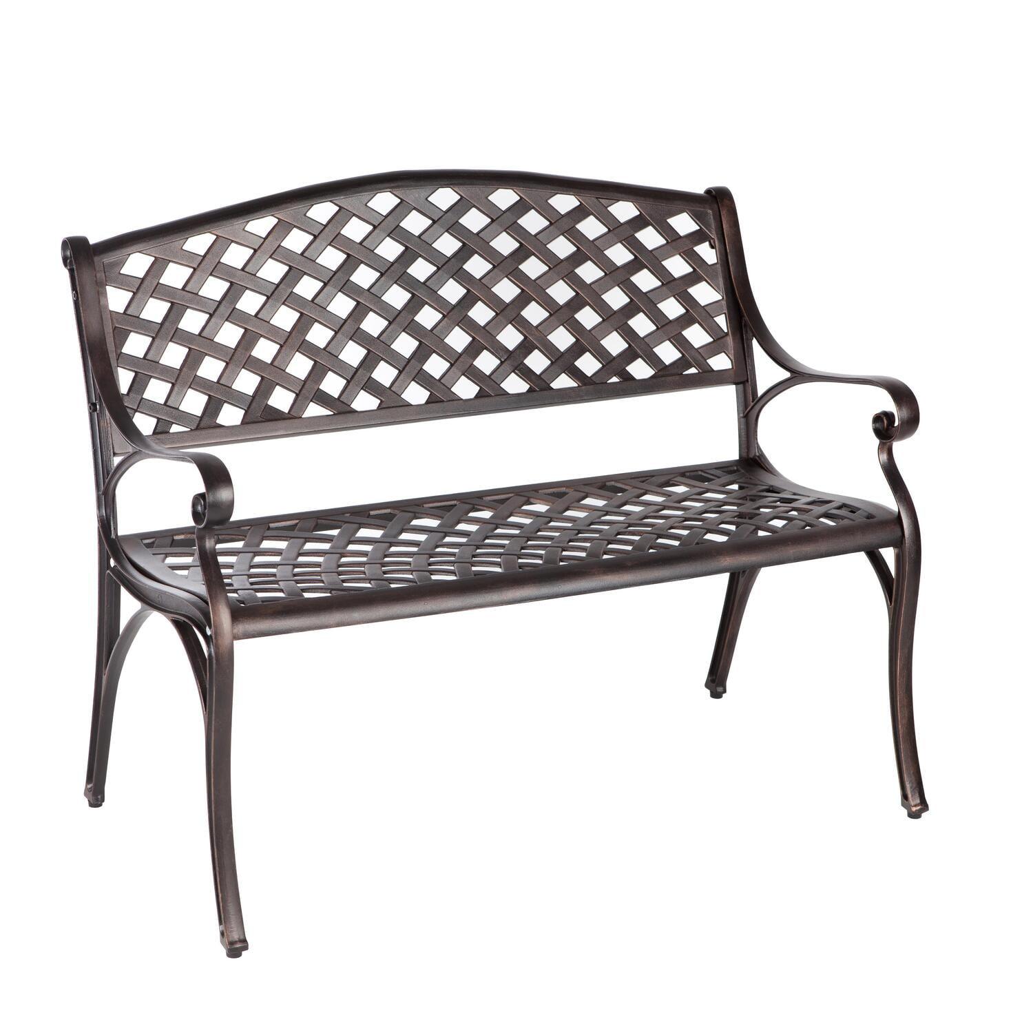 Antique Bronze Cast Aluminum Outdoor Patio Bench