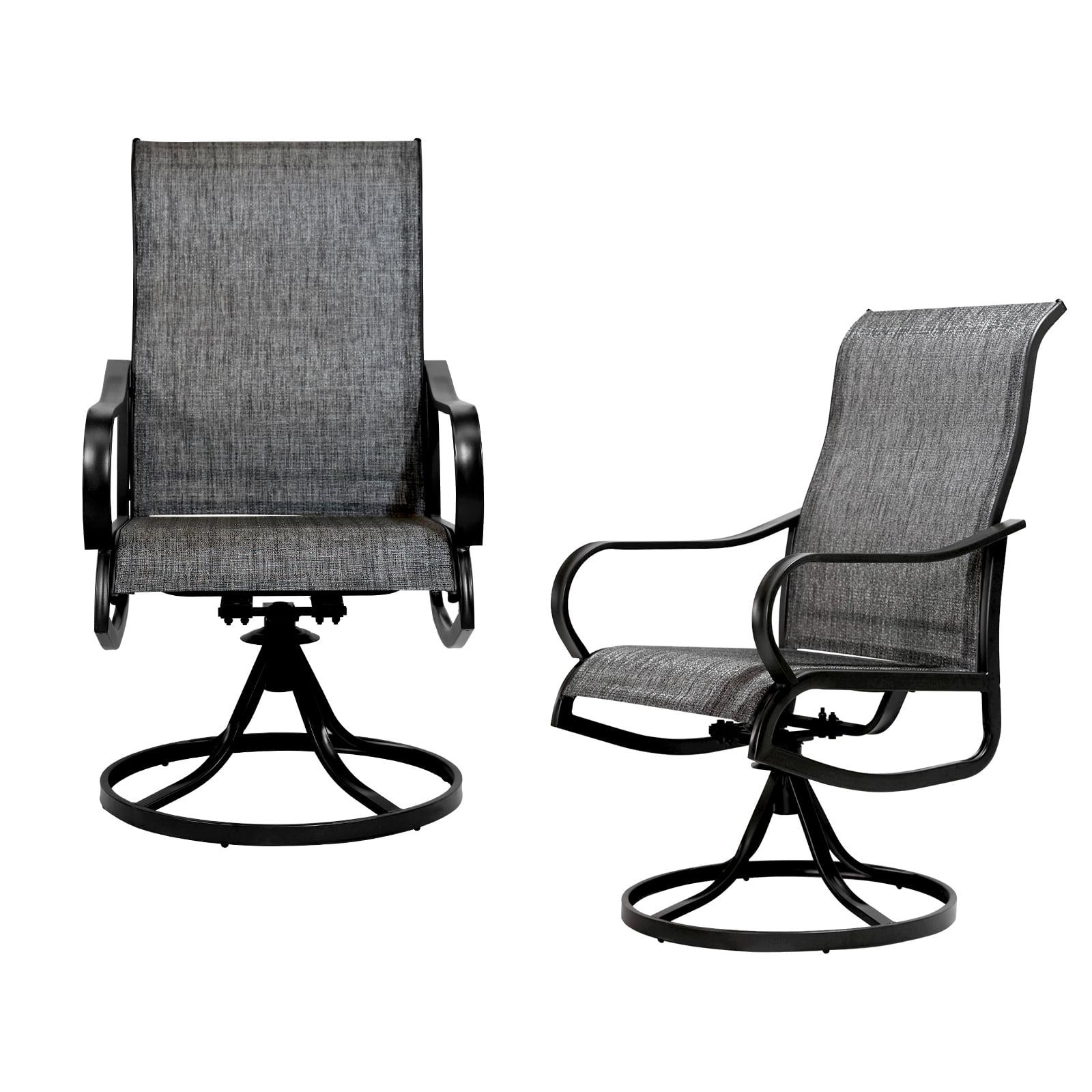 Patio Swivel Chairs Set of 2, Outdoor Dining Chairs with All-Weather Textilene Mesh and Metal, High Back, Patio Swivel Chairs for Patio, Deck, Garden, and Backyard（Gray）