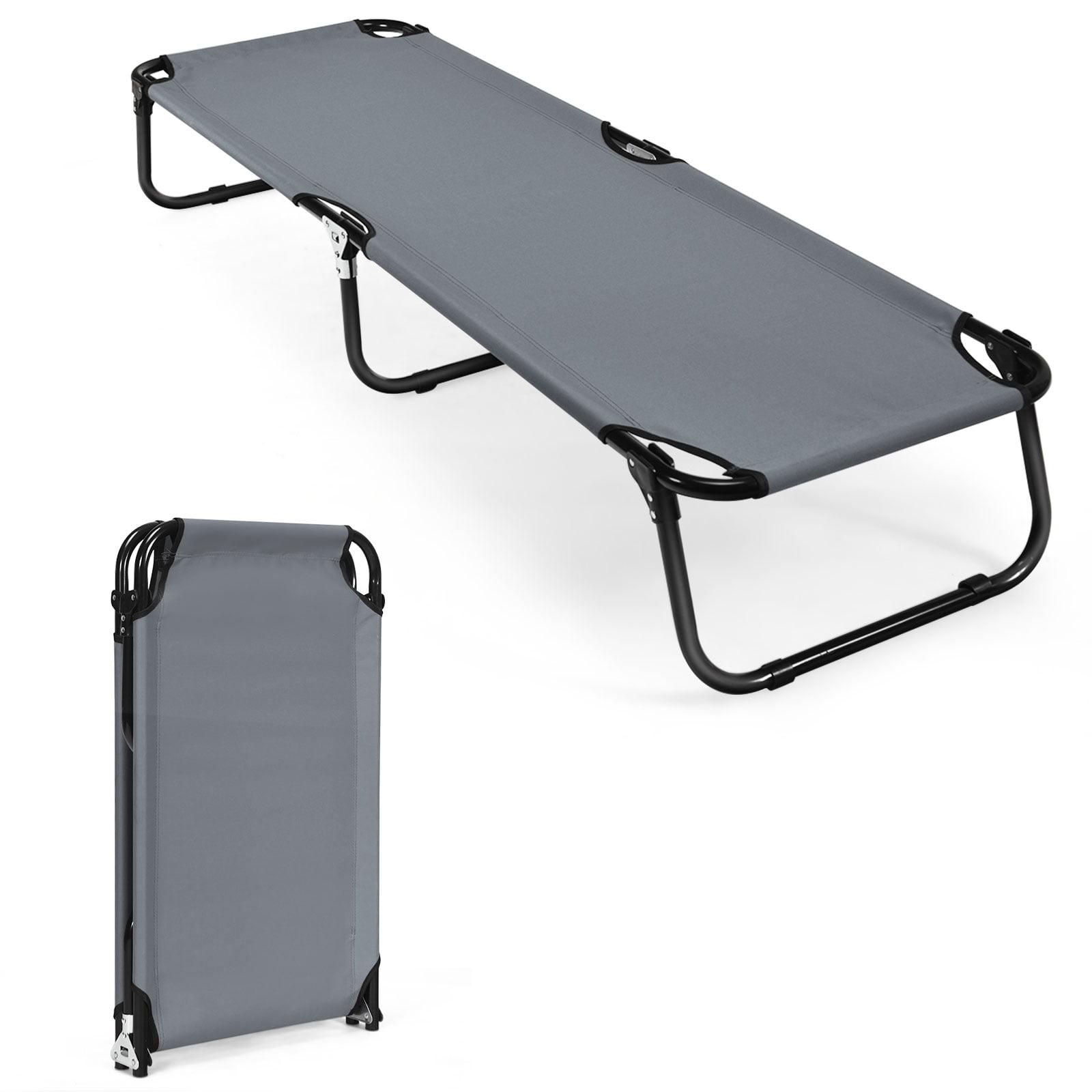 Gray Iron Frame Folding Camping Cot for Travel