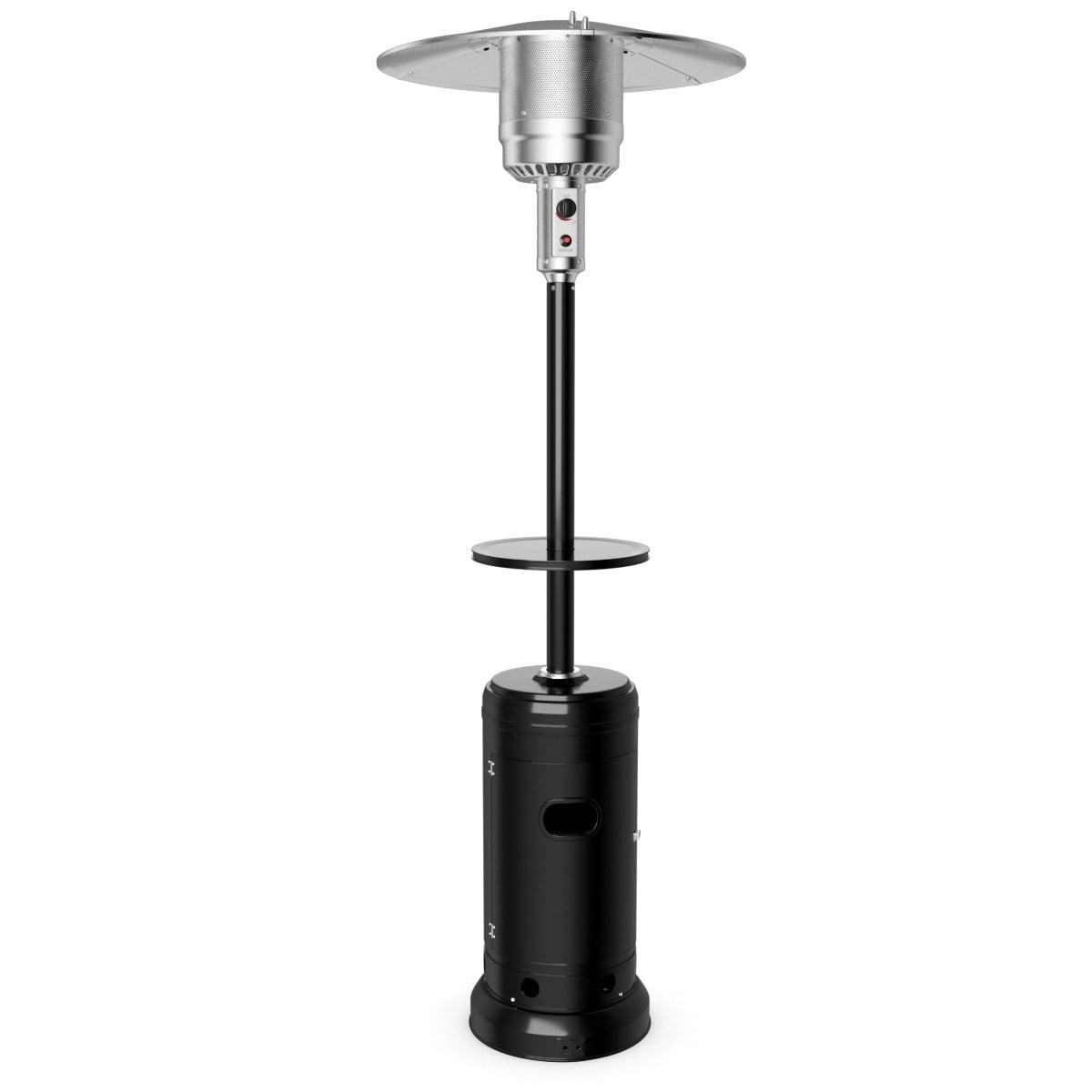 Black Freestanding Steel Propane Patio Heater with Table