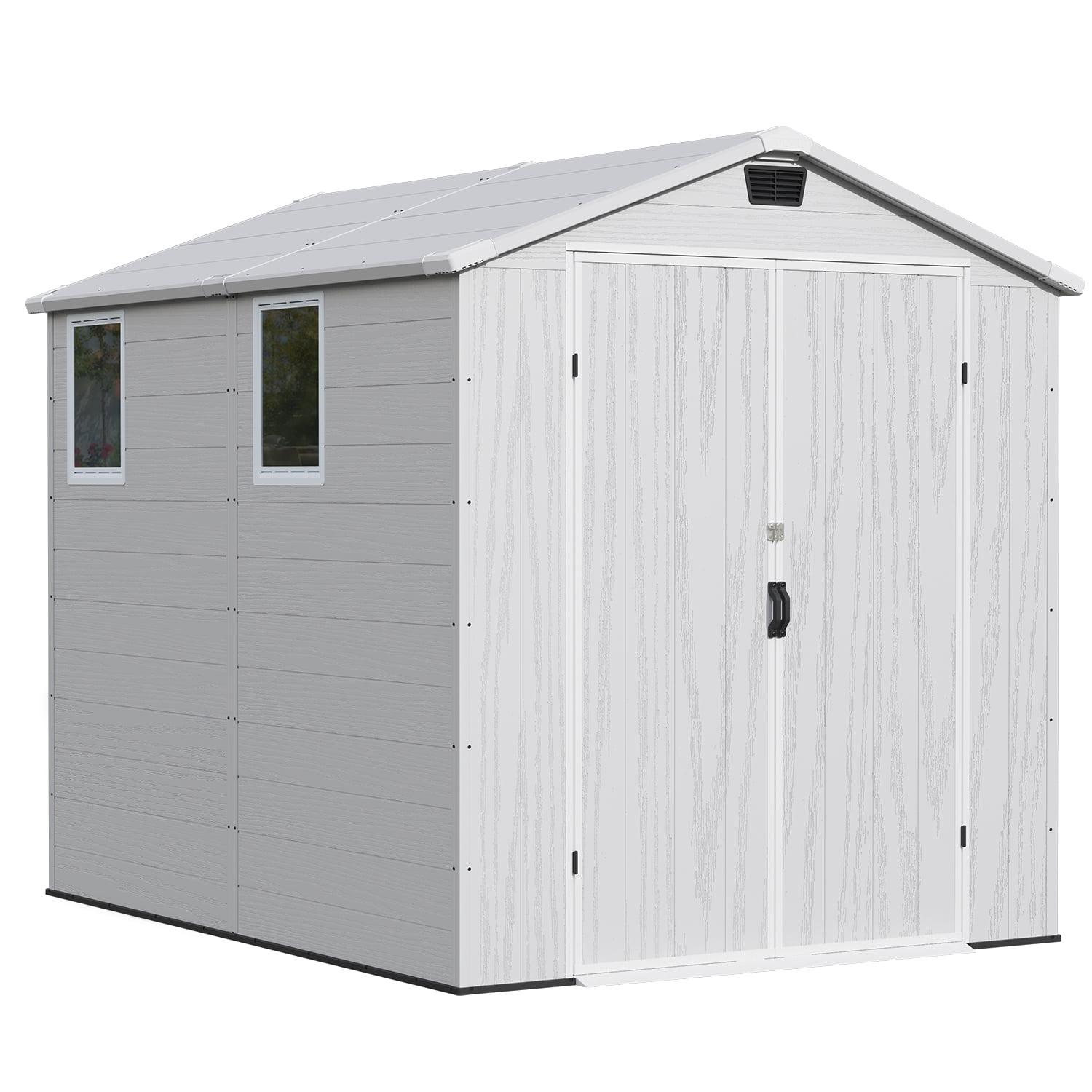 Patiowell 6 Ft. W X 8 Ft. D Resin Outdoor Storage Shed, Weather-resistant Outdoor Storage With Reinforced Design