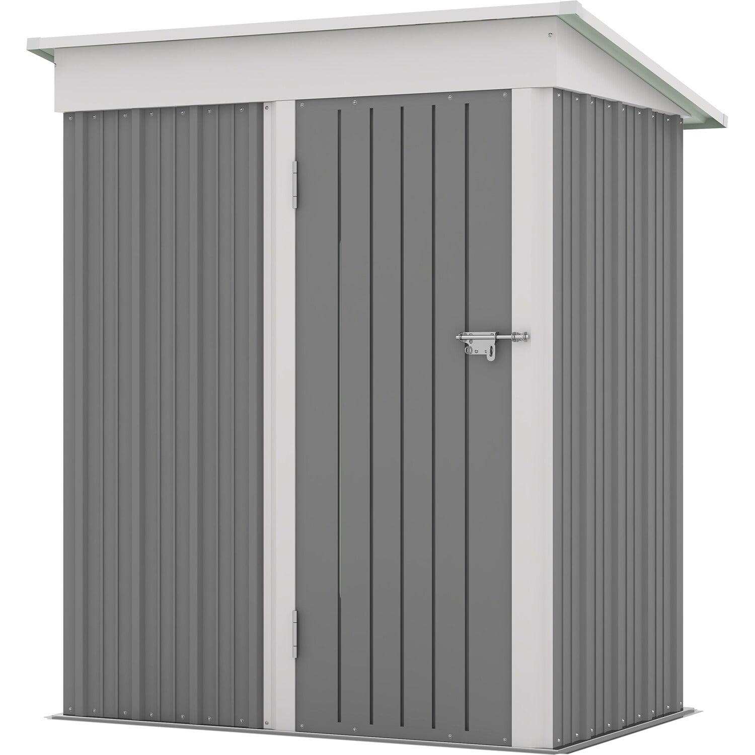 Patiowell Gray 5' x 3' Galvanized Steel Storage Shed with Lockable Doors