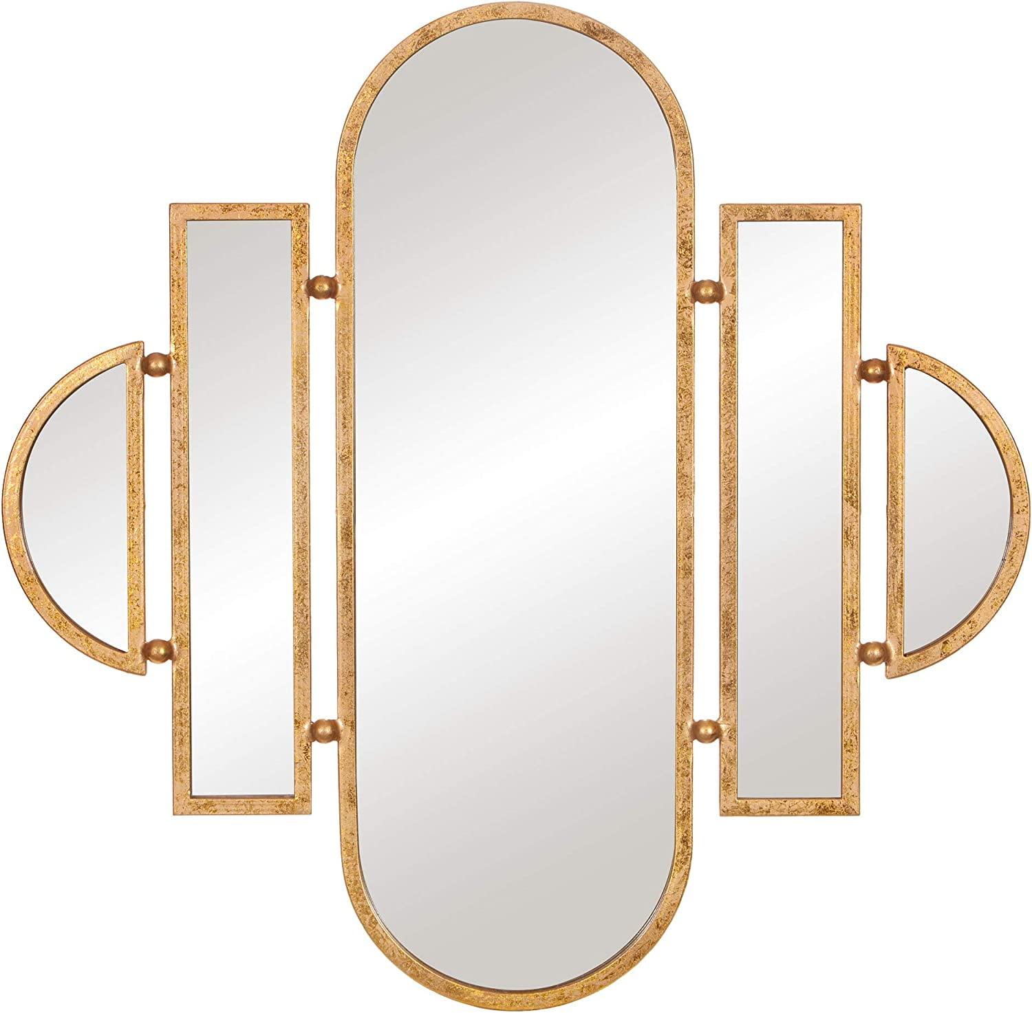 Patton Wall Decor 30x31 Antique Gold Geometric Oval Vanity Wall Mirror