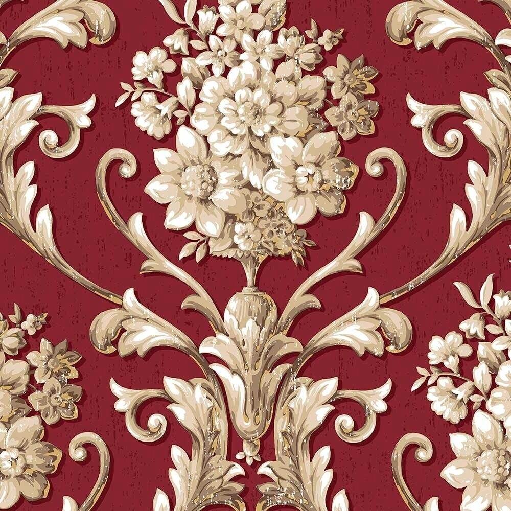 Patton Wallcovering Floral Damask Wallpaper