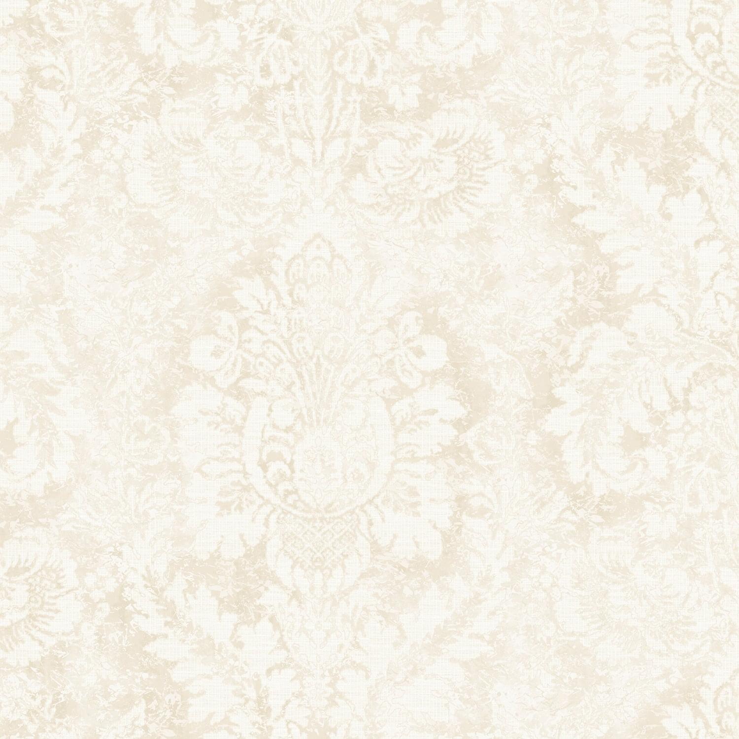 Valentine Damask Pre-Pasted Washable Wallpaper in Taupe and Linen