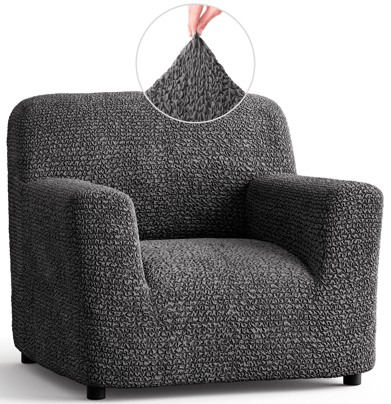 Modern Dark Grey Stretch Fabric Armchair Slipcover - Easy Fit & Stylish