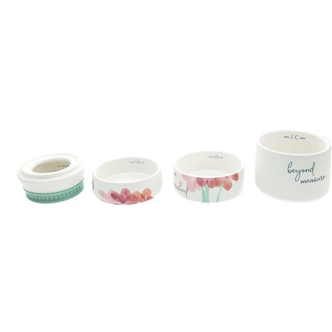 Stackable Ceramic Measuring Cups with Floral Design