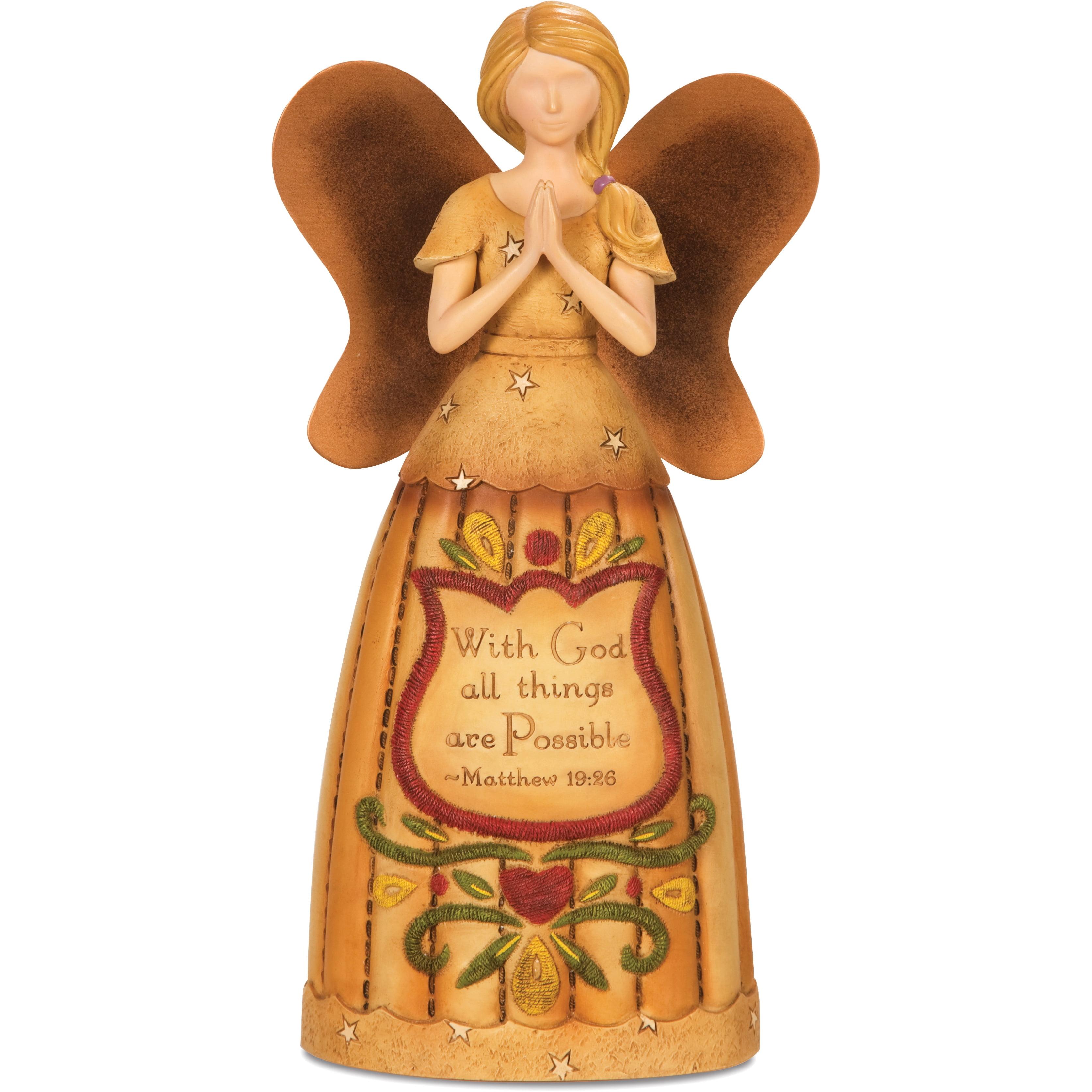 Rustic Brown 9-Inch Praying Angel Figurine