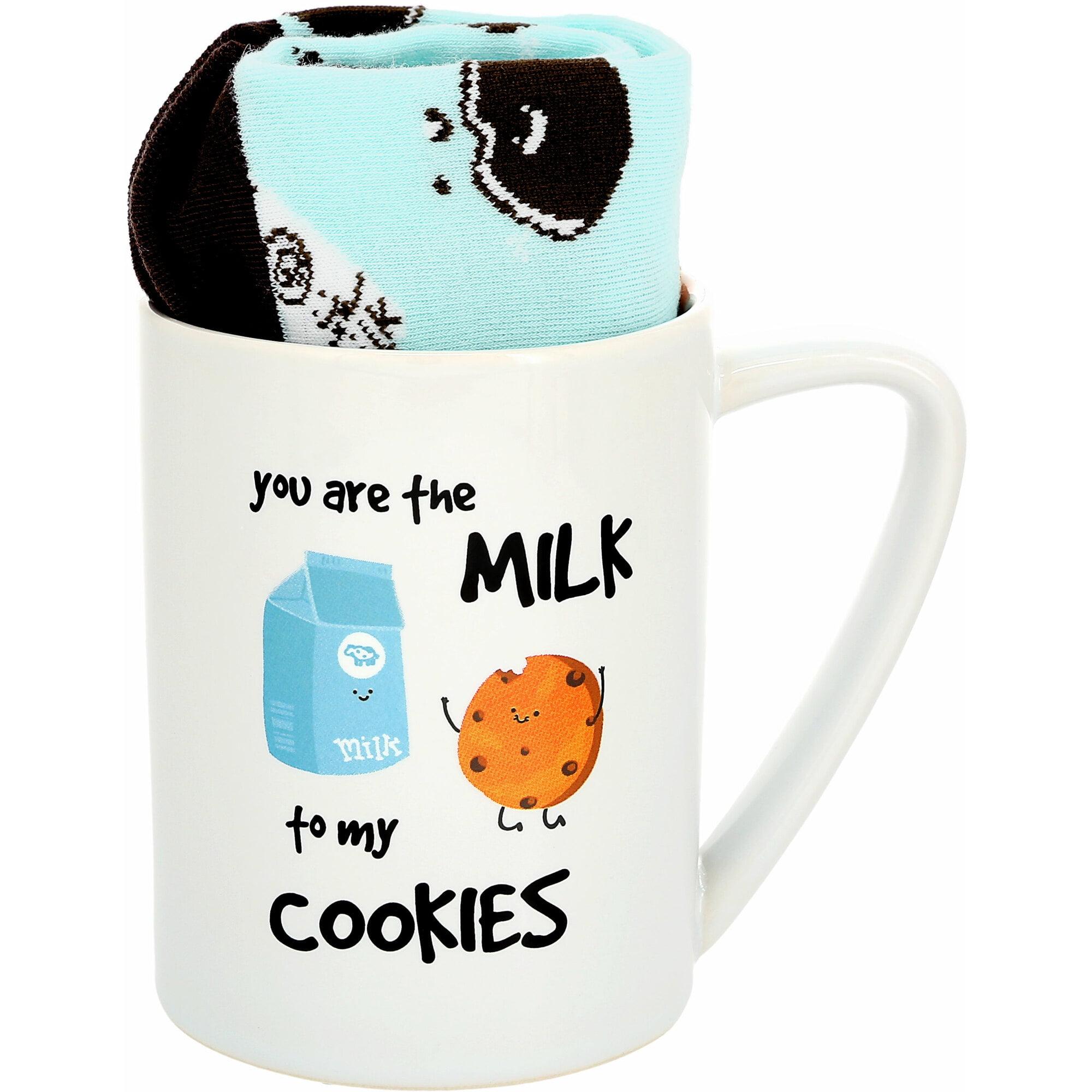 White Stoneware 18 oz Mug with Turquoise Socks Set