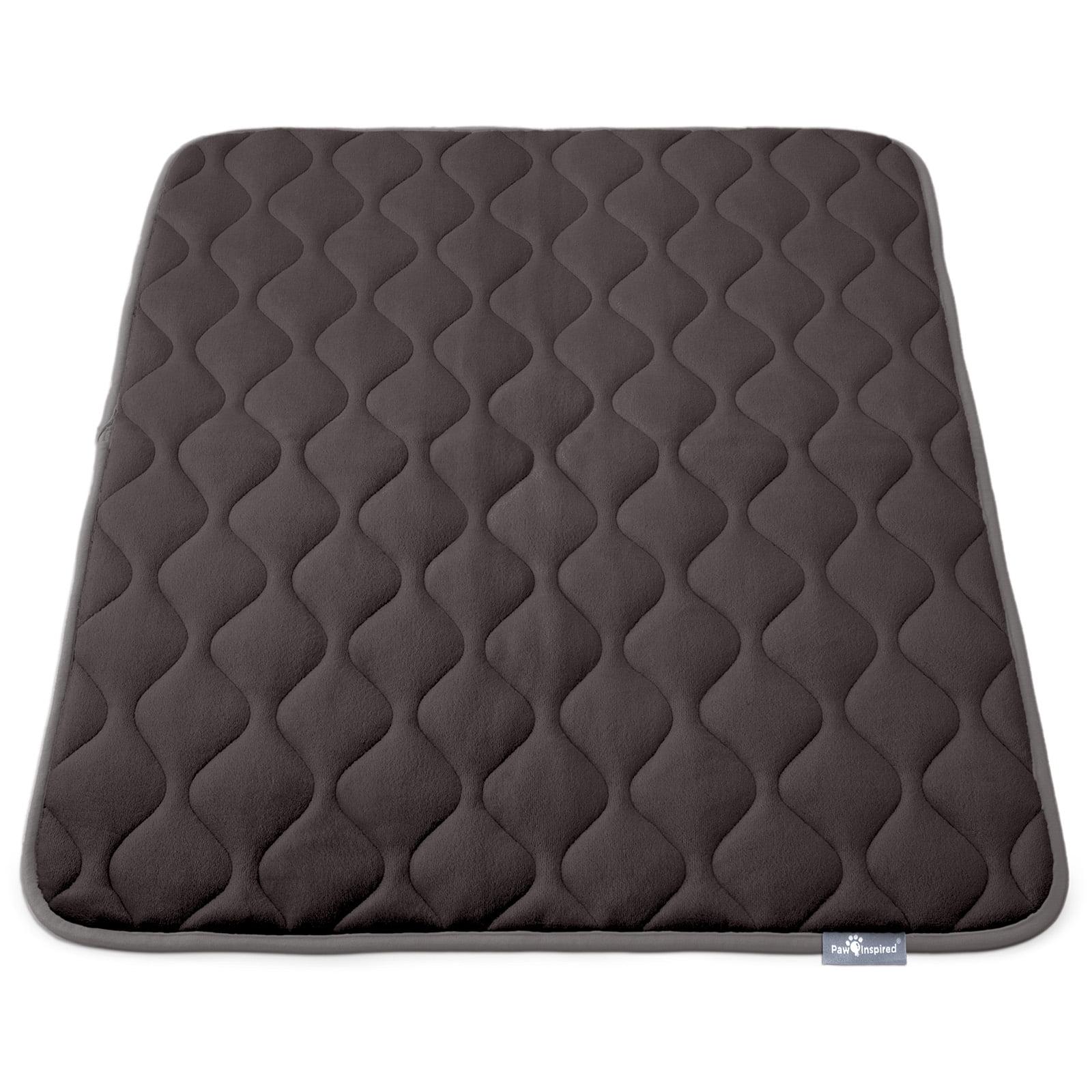 Paw Inspired Washable Padded 42" Crate Mats for Dogs | 41" x 28" Size, Fits 42-inch Kennels | Anti-Slip, Leakproof, Waterproof, Reusable Plush Pet Pads (Gray)