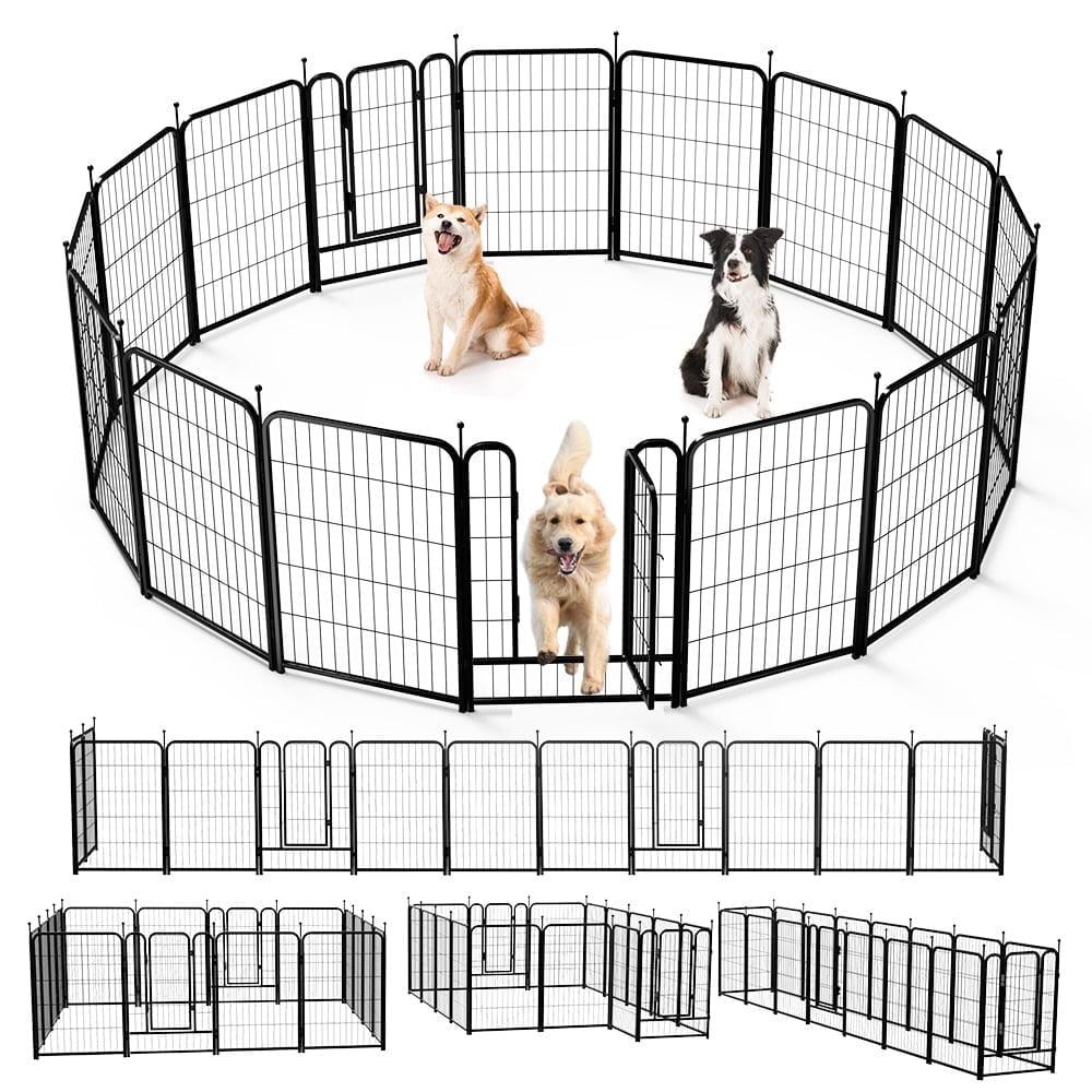 Monasem Dog Playpen Outdoor, 16 Panels 40" Height Dog Fence(Black)
