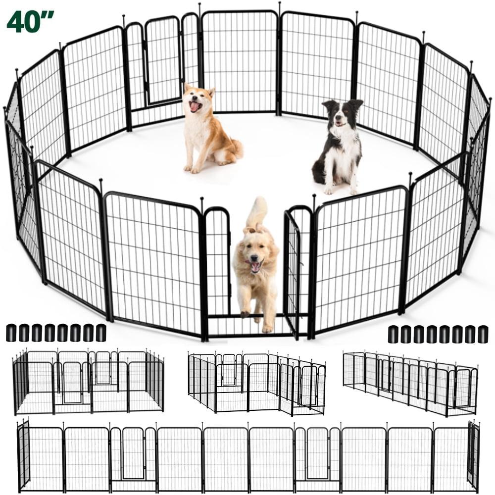 Monasem Dog Playpen Outdoor, 16 Panels 40" Height Dog Fence(Black)
