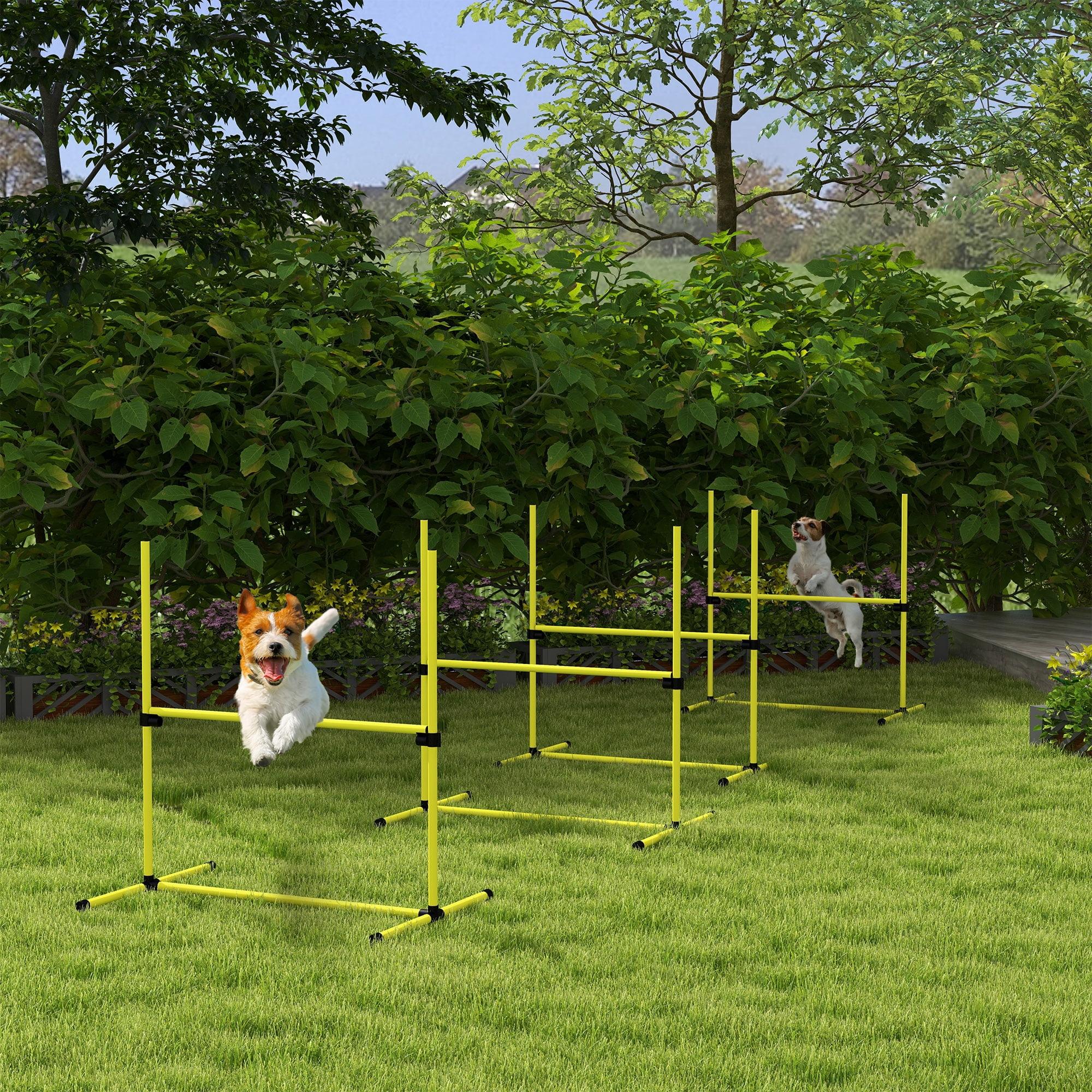 PawHut Dog Agility Starter Kit with Adjustable Height Jump Bars, Included Carry Bag, & Displacing Top Bar