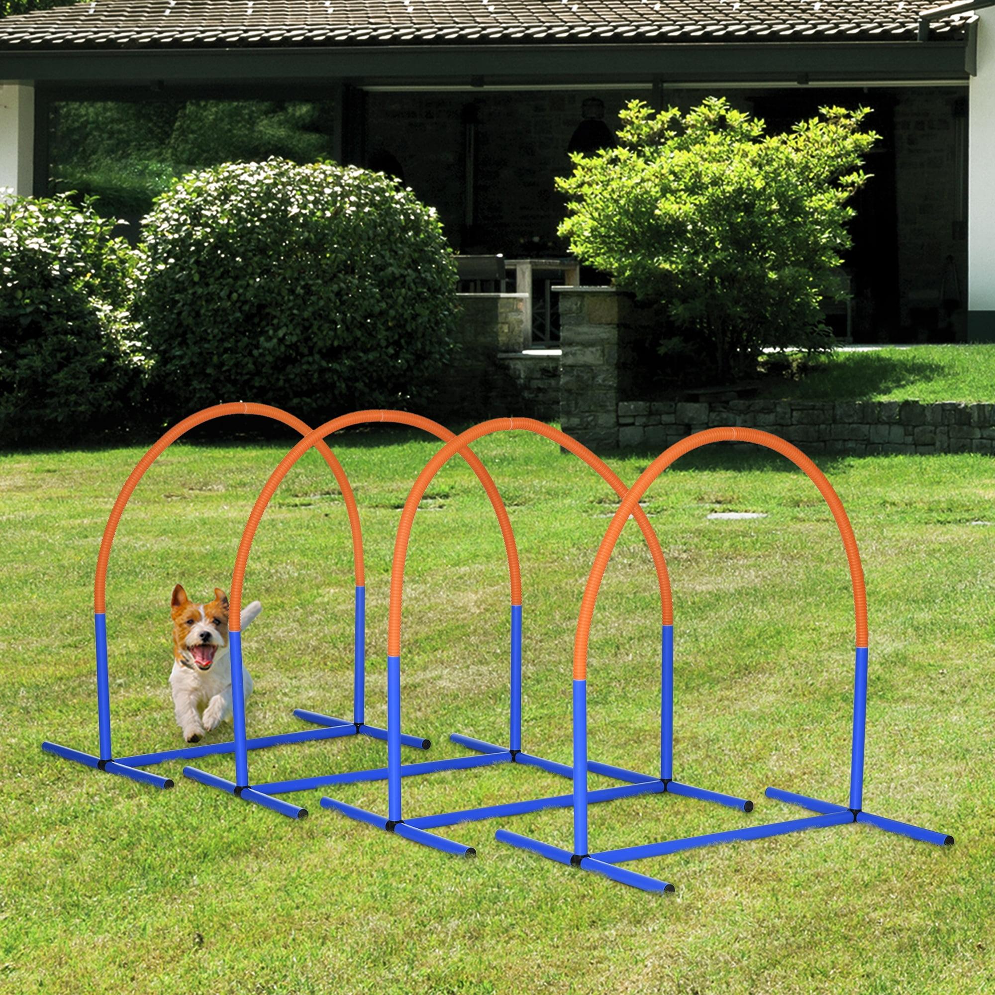 PawHut Blue and Orange 4-Piece Dog Agility Training Set