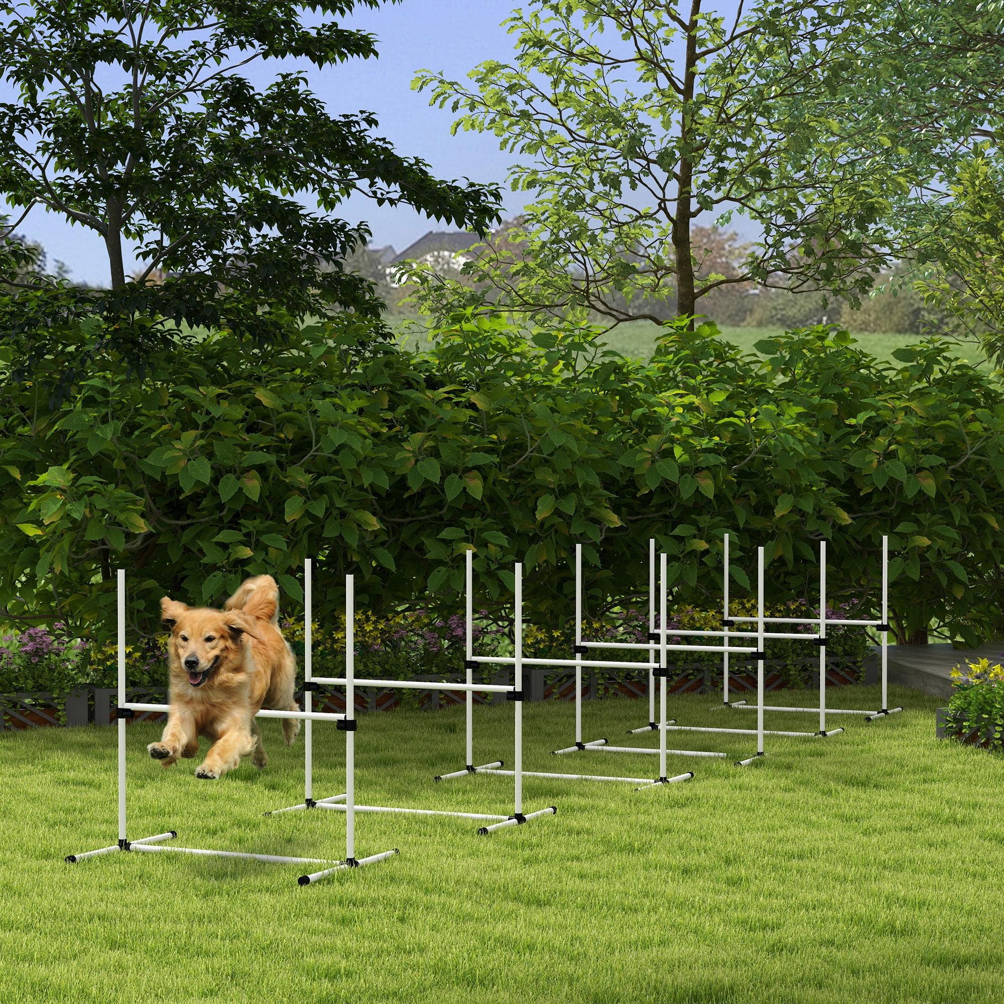 PawHut Dog Agility Starter Kit with Adjustable Height Jump Bars, Included Carry Bag, & Displacing Top Bar