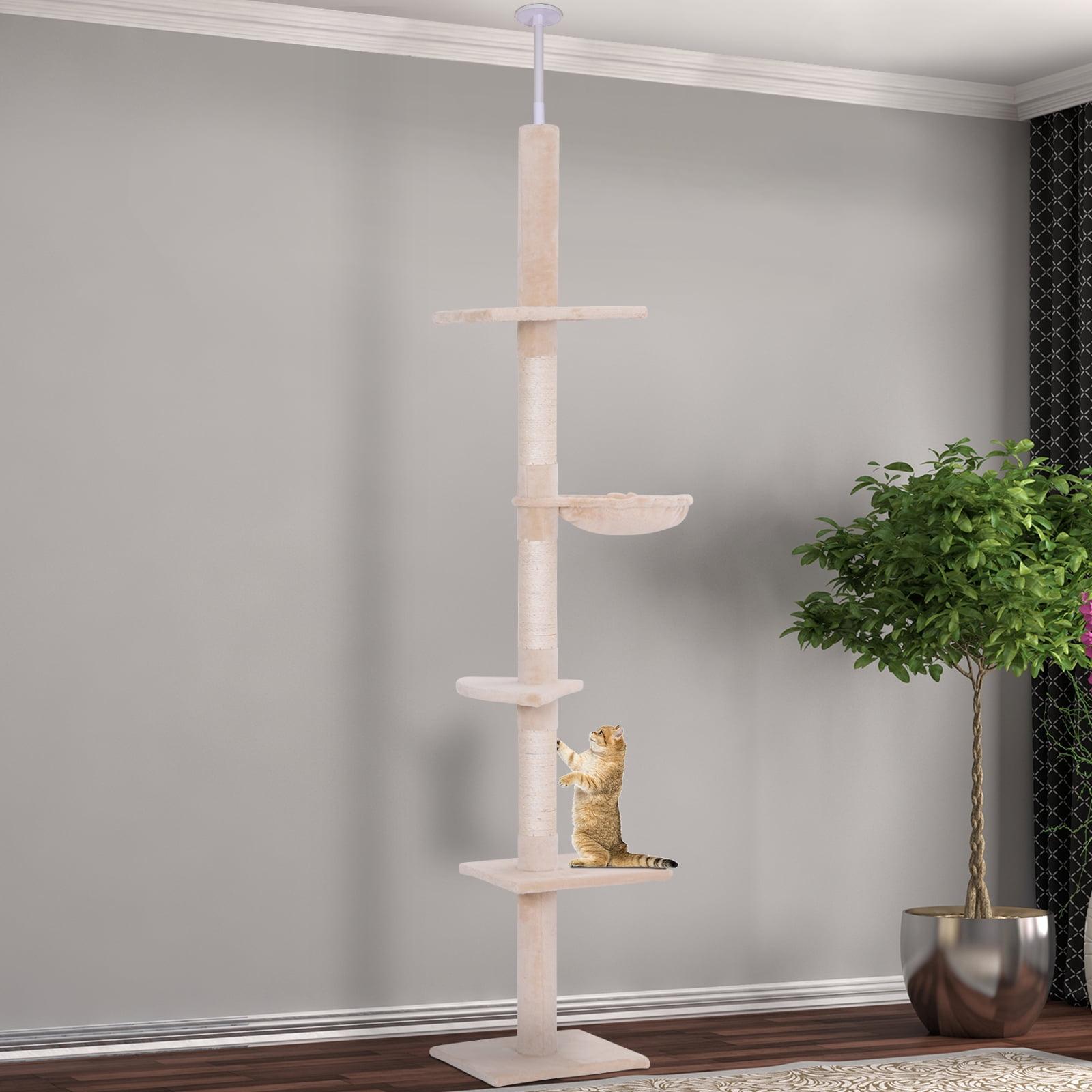 Beige and White Sisal 5-Tier Adjustable Cat Climbing Tree