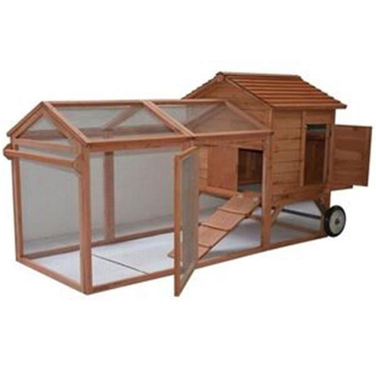 PawHut 96.5" Chicken Coop Wooden Hen House Rabbit Hutch Poultry Cage Pen Portable Backyard With Wheels Outdoor Run and Nesting Box