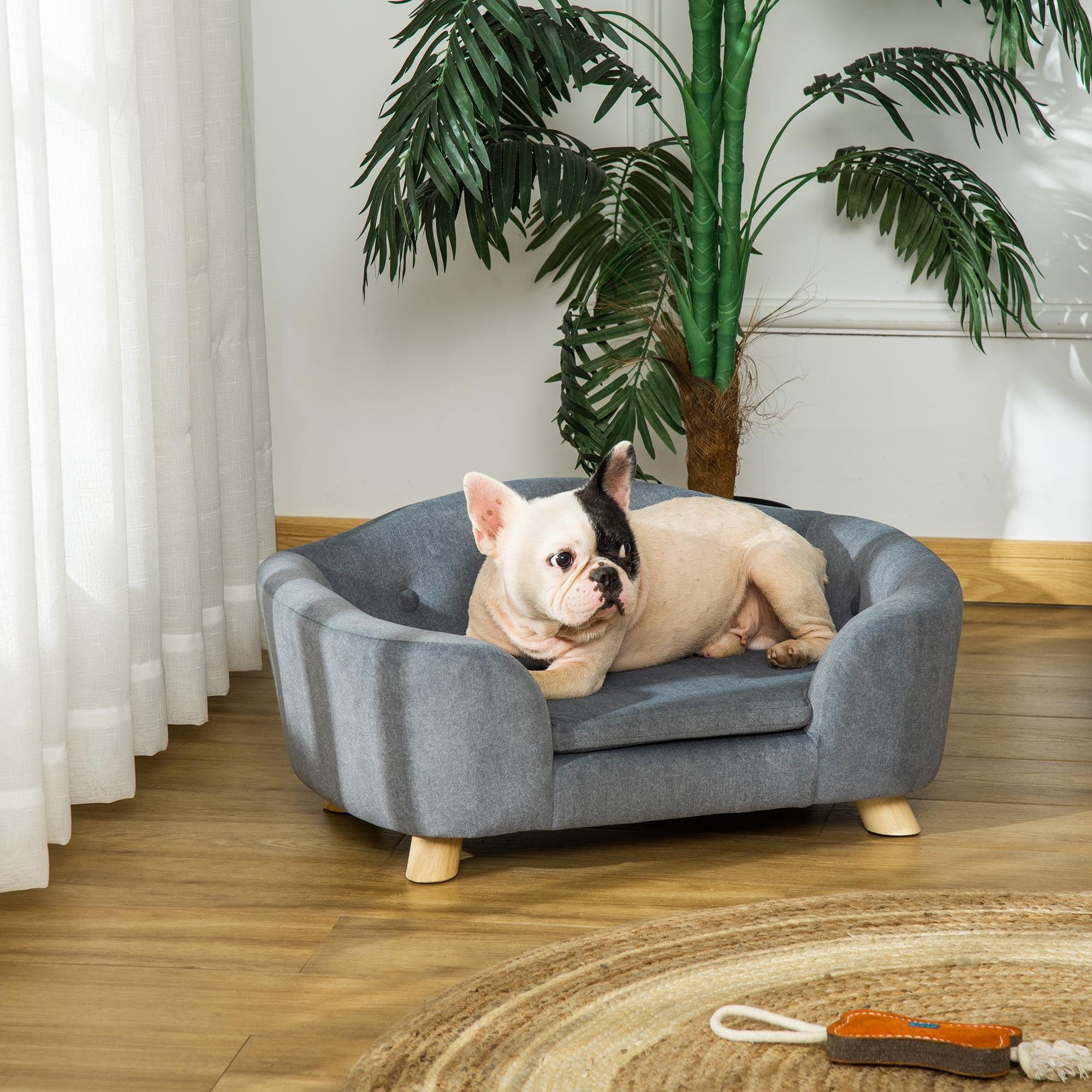 PawHut Dog Cat Couch, Pet Sofa Bed for Miniature Dogs with Washable and Removable Cushion, Waterproof Cover, Gray