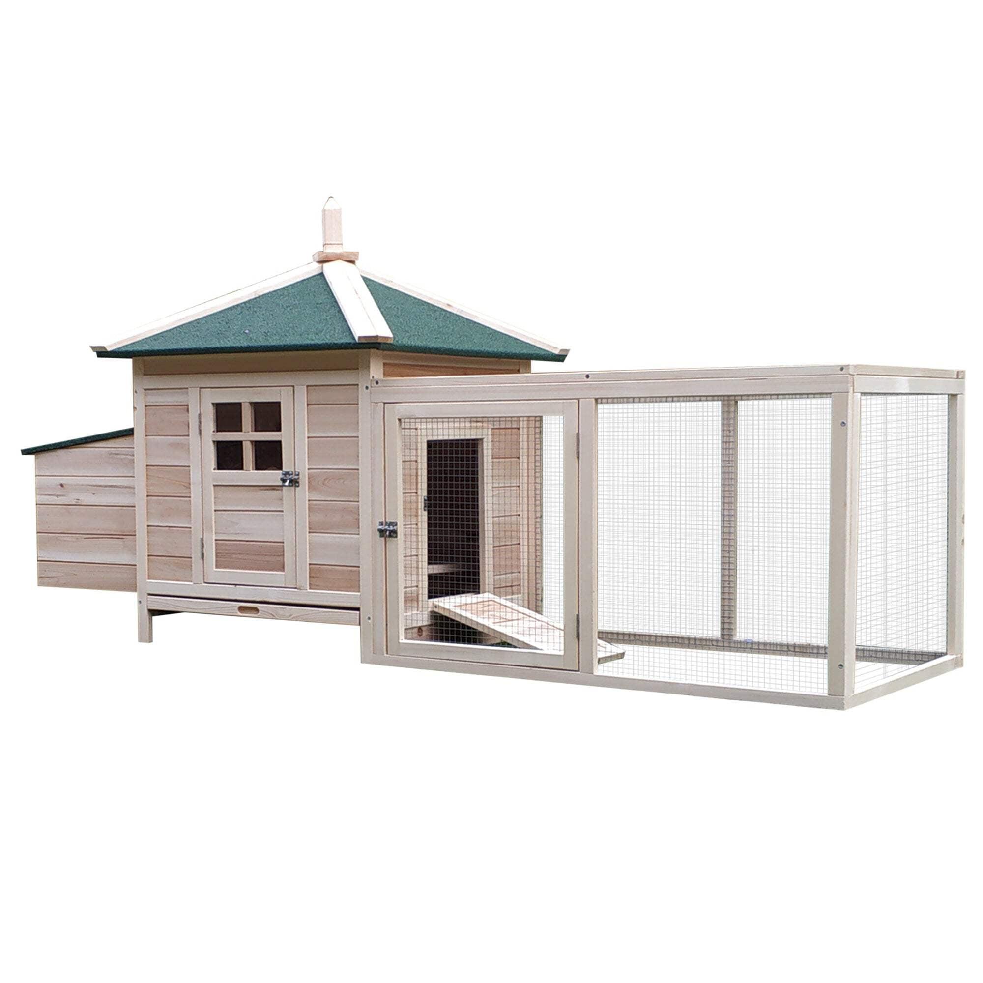 Natural Wood 77" Outdoor Chicken Coop with Nesting Box and Ramp