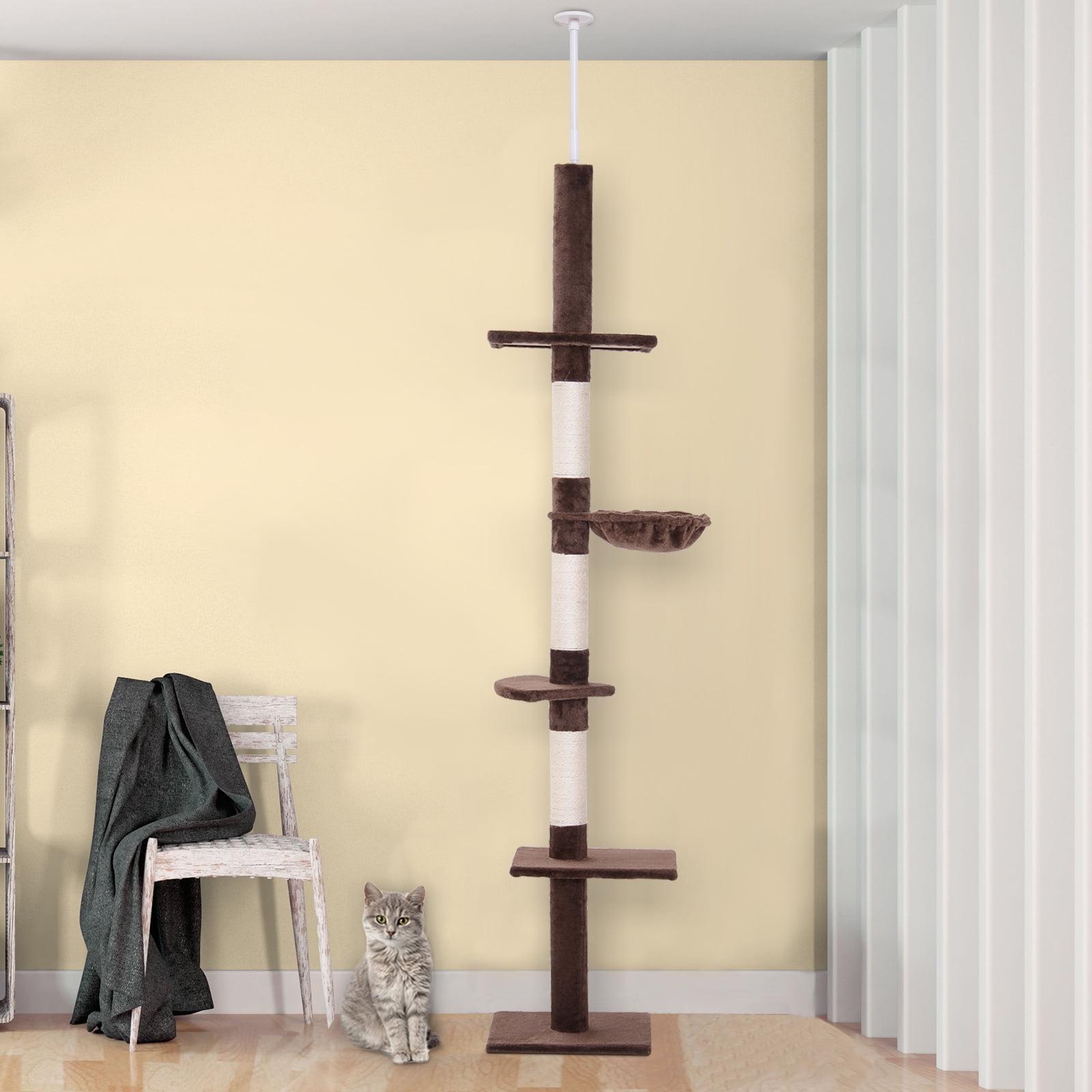 Brown and White Sisal 9' Adjustable Vertical Cat Tree