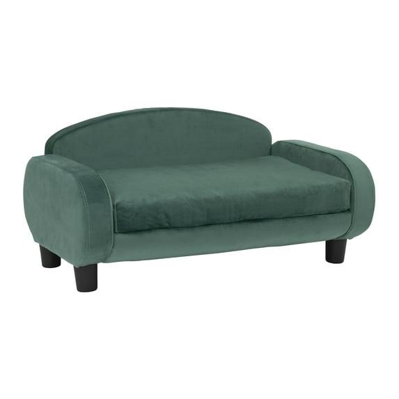 Paws & Purrs Modern Pet Sofa 31.5" Wide Low Back Lounging Bed with Removable Mattress Cover in Espresso / Teal - 61014