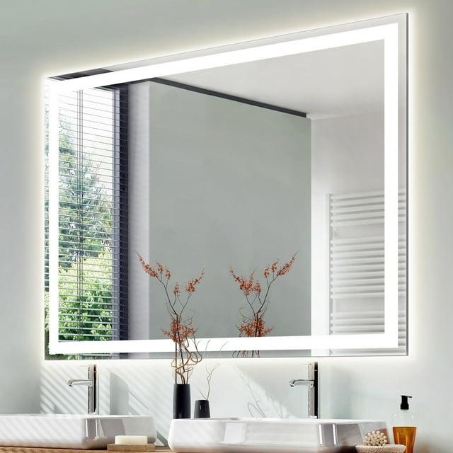 Pax 40 in. W x 36 in. H Large Rectangular Frameless Antifog Front/Back-Lit Wall Bathroom Vanity Mirror with Smart Touch - JONATHAN Y