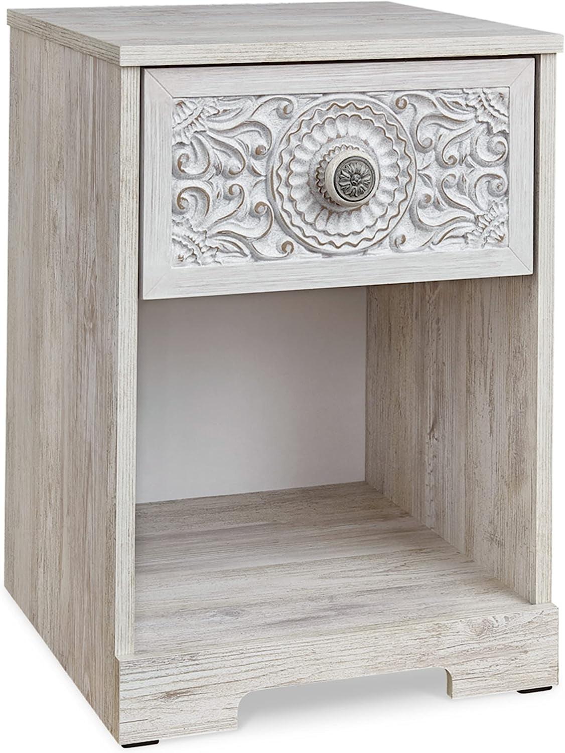 Paxberry Nightstand White - Signature Design by Ashley: Coastal Style, Storage Shelf, Laminated Surface