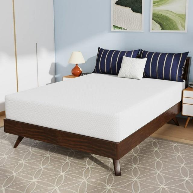 FDW 10 Inch Full Memory Foam Mattress Cooling Gel Bamboo Charcoal Infused Mattress Mattress CertiPUR-US Certified Breathable Bed Mattress,White (Full)