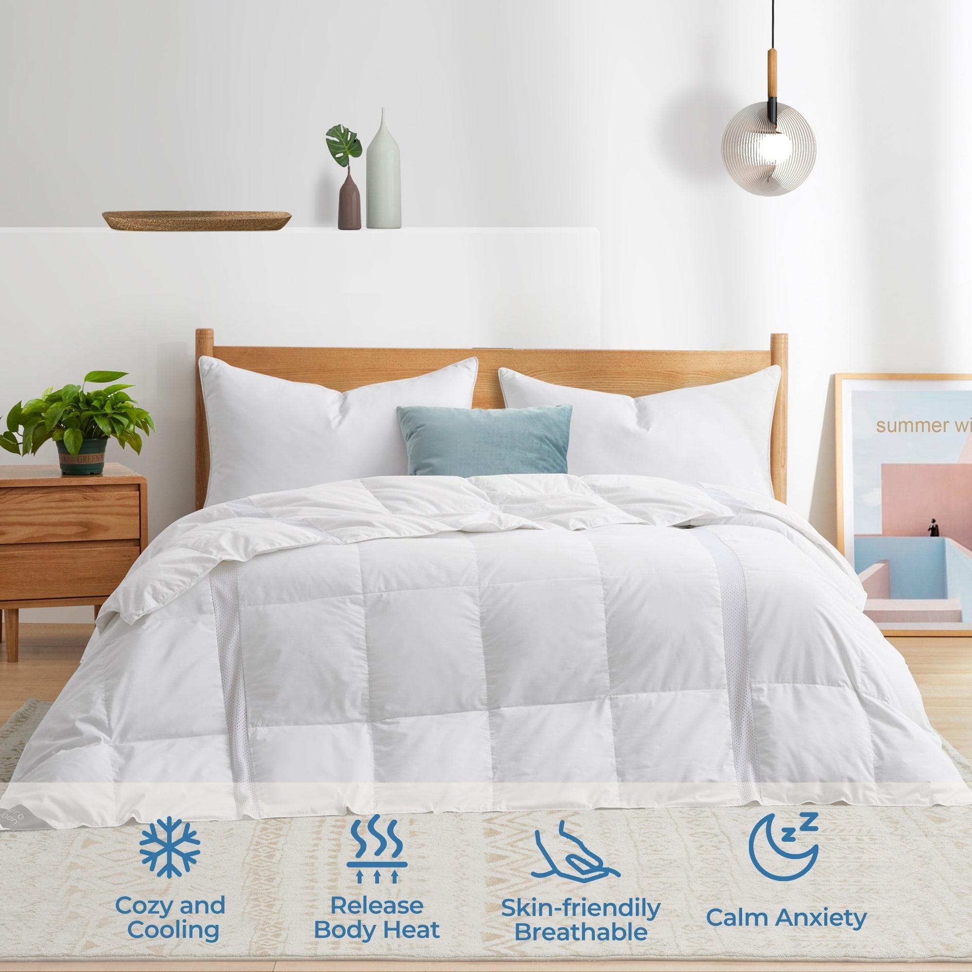 Peace Nest Medium Weight White Goose Down Duvet Comforter Insert, Twin, Paisley Black
