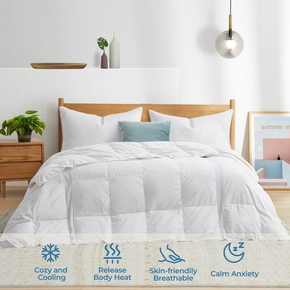 Peace Nest Medium Weight White Goose Down Duvet Comforter Insert, Twin, Paisley Black