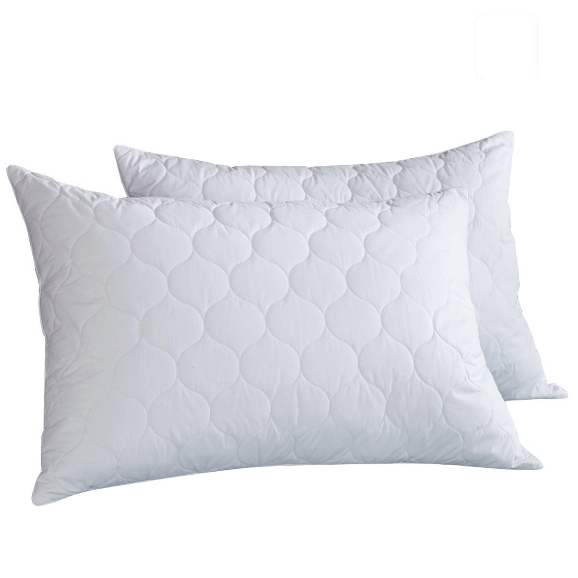 Peace Nest Goose Feather Down Pillow White Quilted Cotton Cover Set of 2