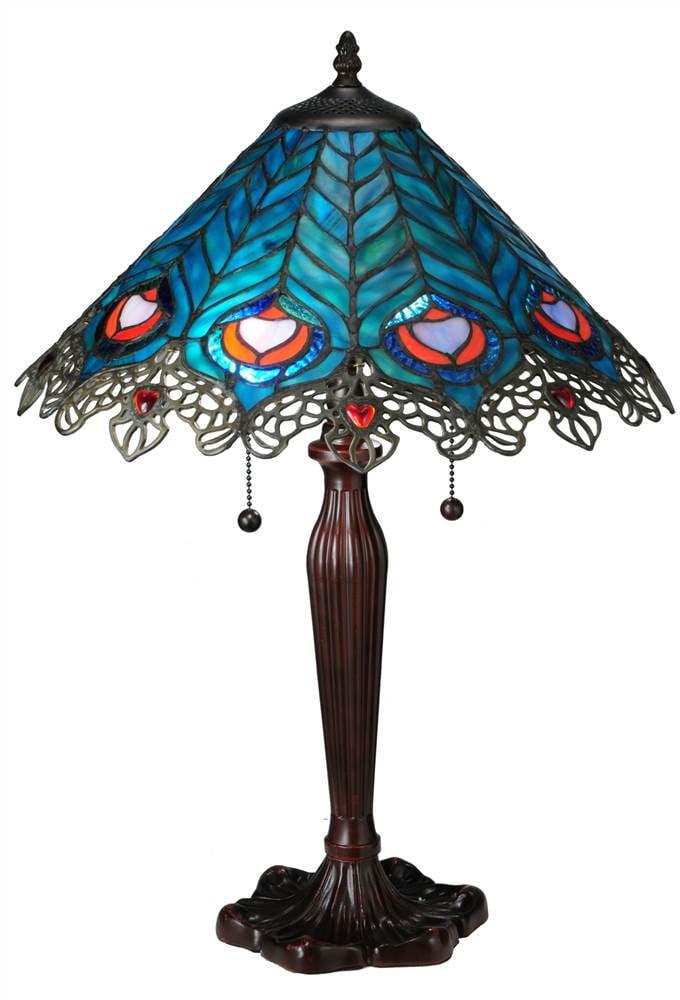 Elegant St. Louis Blues 2-Light Stained Glass Table Lamp in Bronze