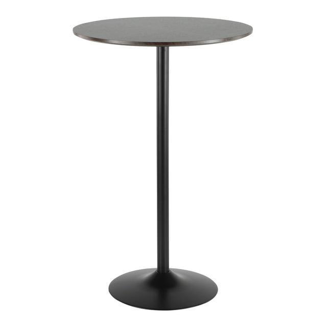 LumiSource Pebble Adjustable Dining To Bar Table Black/Espresso : Modern Laminated Wood, Steel Pedestal Base, Seats 2
