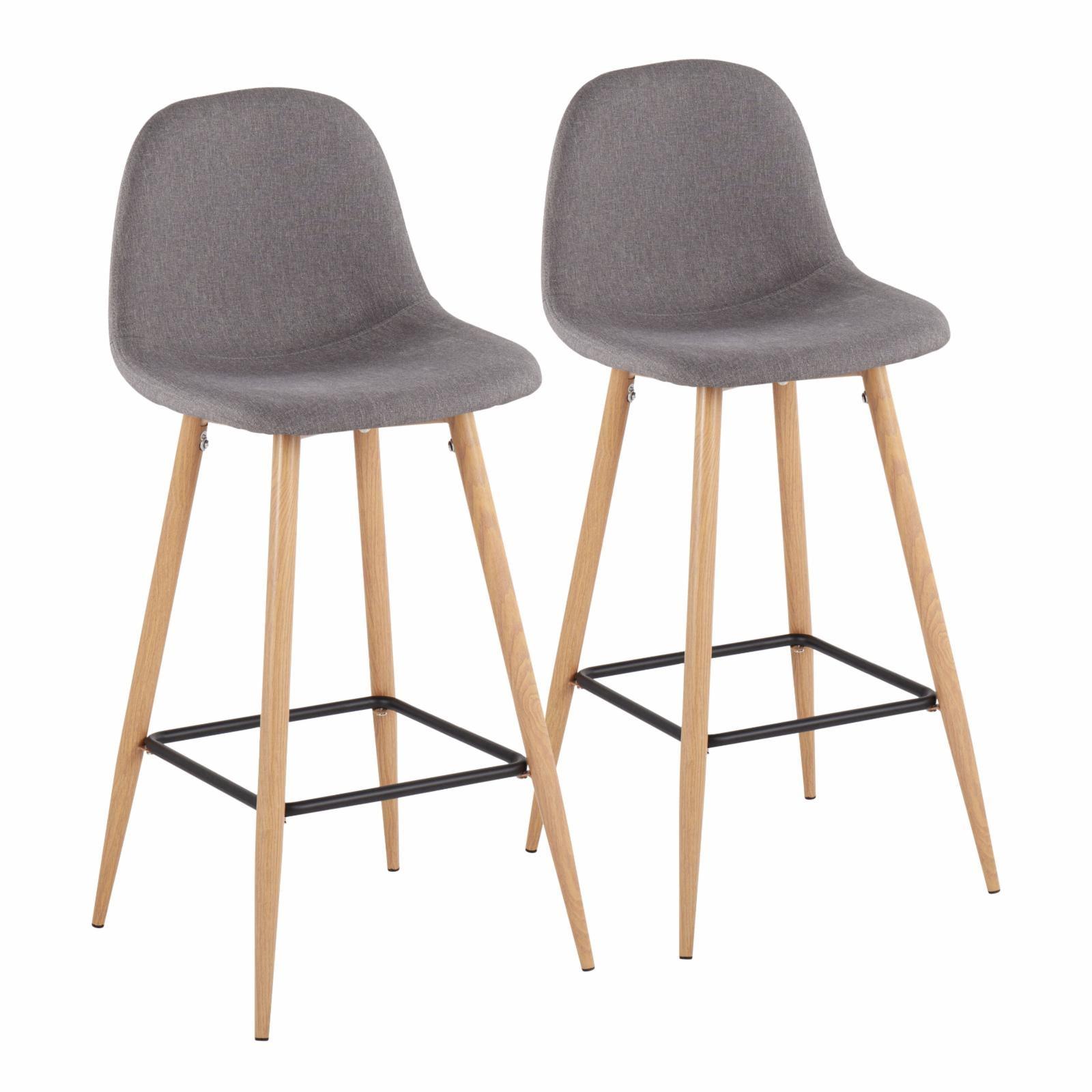 Set of 2 Pebble Metal Polyester Barstools - Lumisource