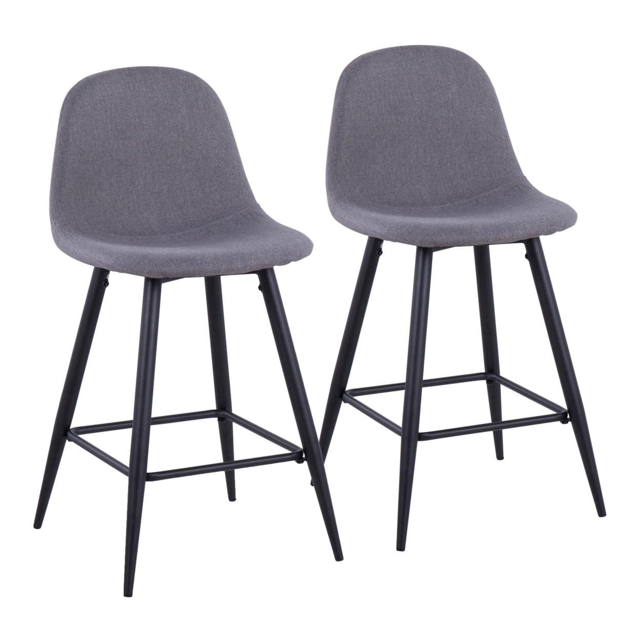 Set of 2 Pebble Counter Height Barstools Black/Charcoal - LumiSource