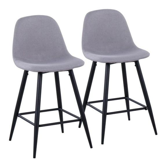 Set of 2 Pebble Counter Height Barstools Black/Light Gray - LumiSource: Upholstered Metal Frame, 250lb Capacity